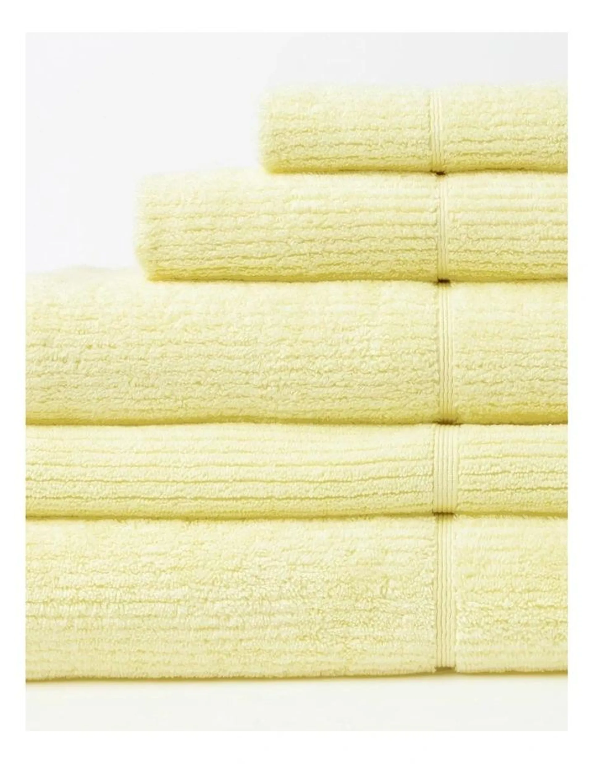 Combed Cotton Ribbed Towel Range in Wax Yellow