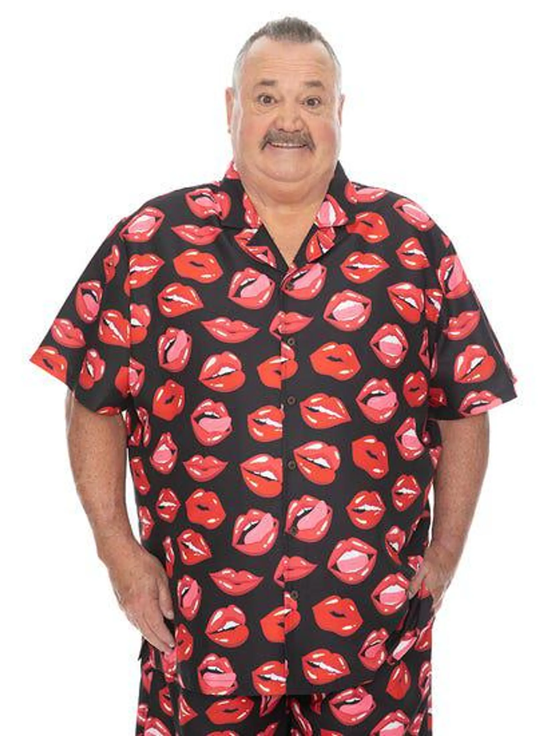 Big Mens Short Sleeve Lip Party Print Shirt