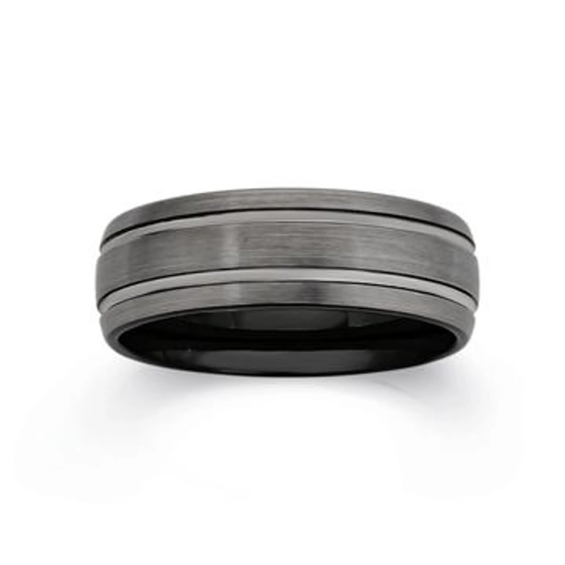 Tungsten Carbide Matte with Double Lines Ring