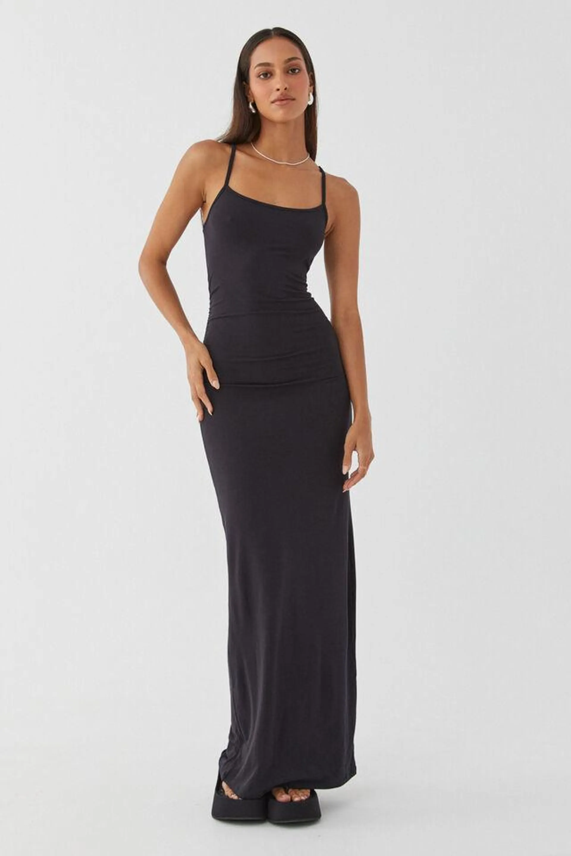 Soft Strappy Ruched Maxi Dress