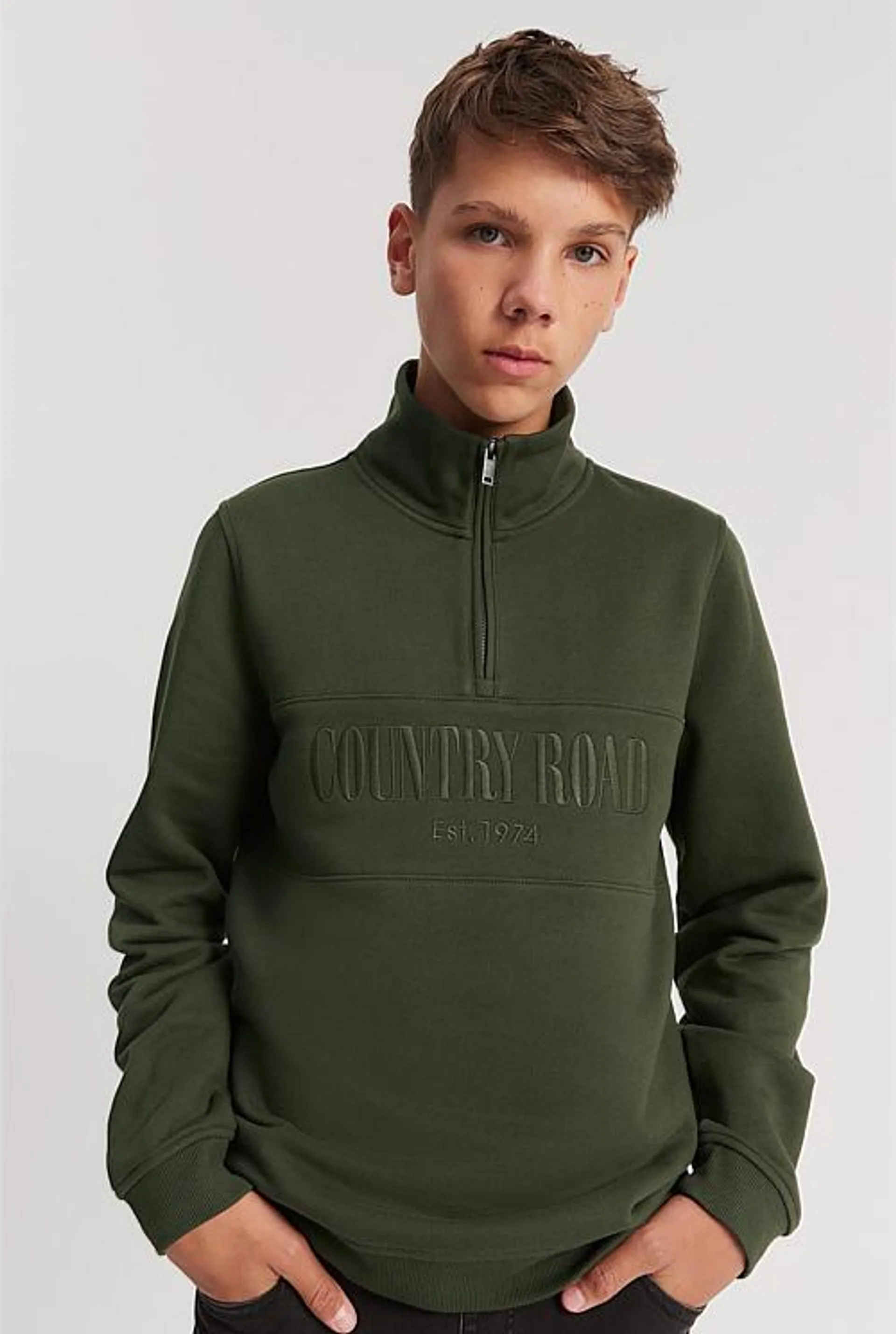 Teen Verified Australian Cotton Heritage Half Zip Sweat