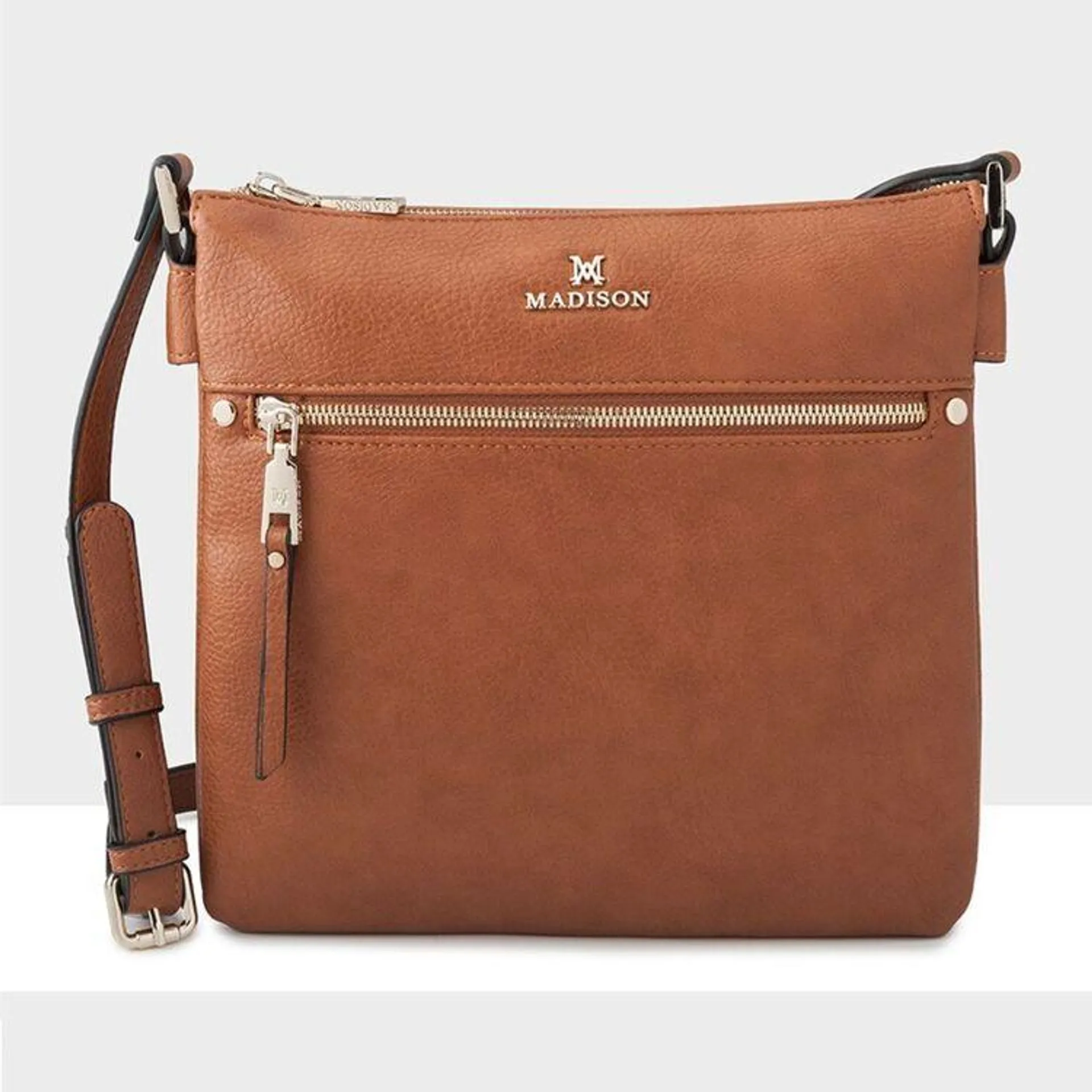 Madison Women's Renee 2 Compartment Cross Body Bag Dark Tan