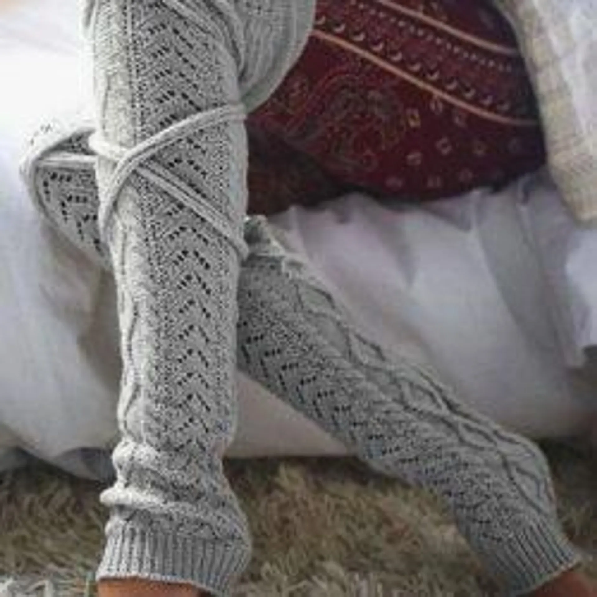 Solid Solid Thigh-High Boot Cuffs with String