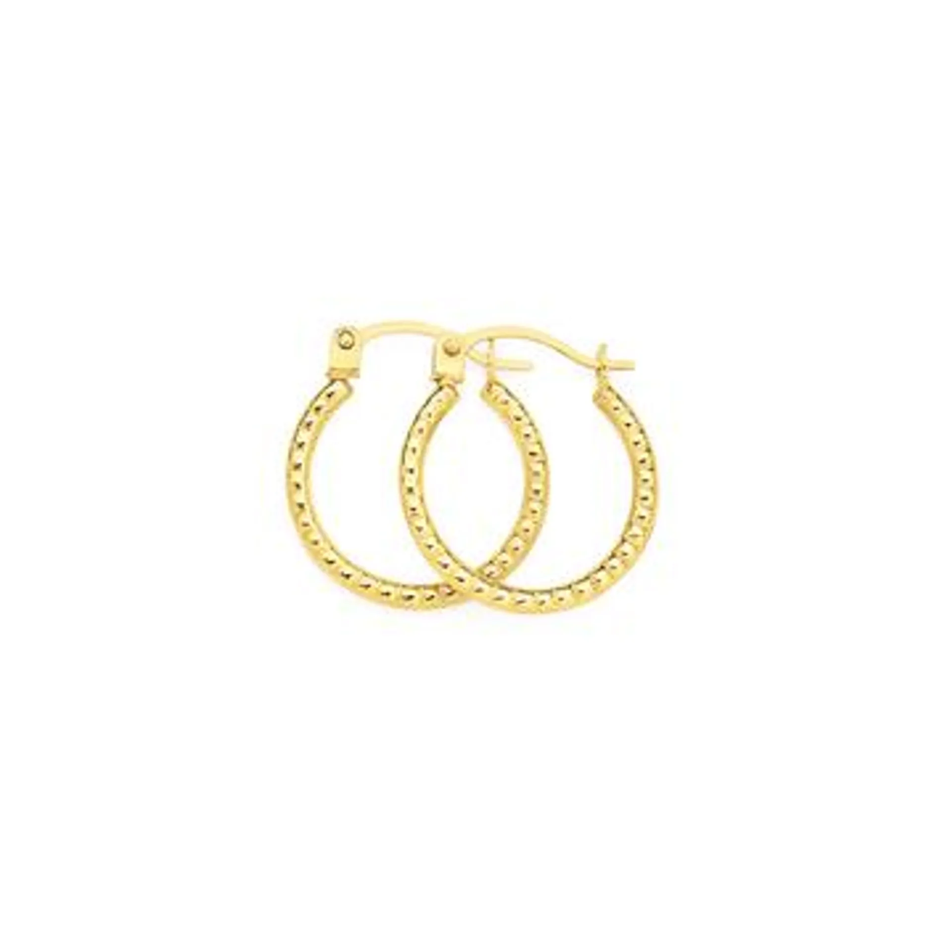 9ct Gold 10mm Beaded Hoop Earrings