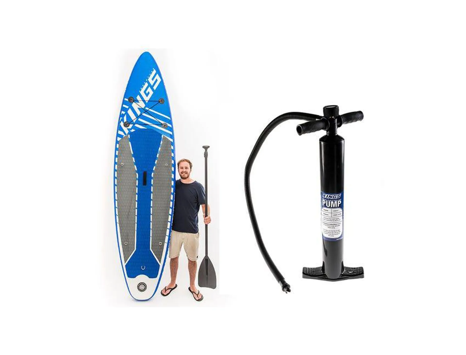 Kings Inflatable Stand-Up Paddle Board + Single-Action Paddleboard Pump