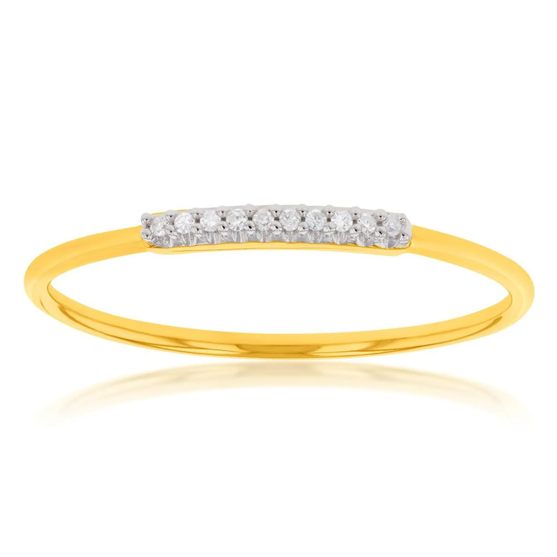 9ct Yellow Gold Diamond Ring with 10 Brilliant Diamonds