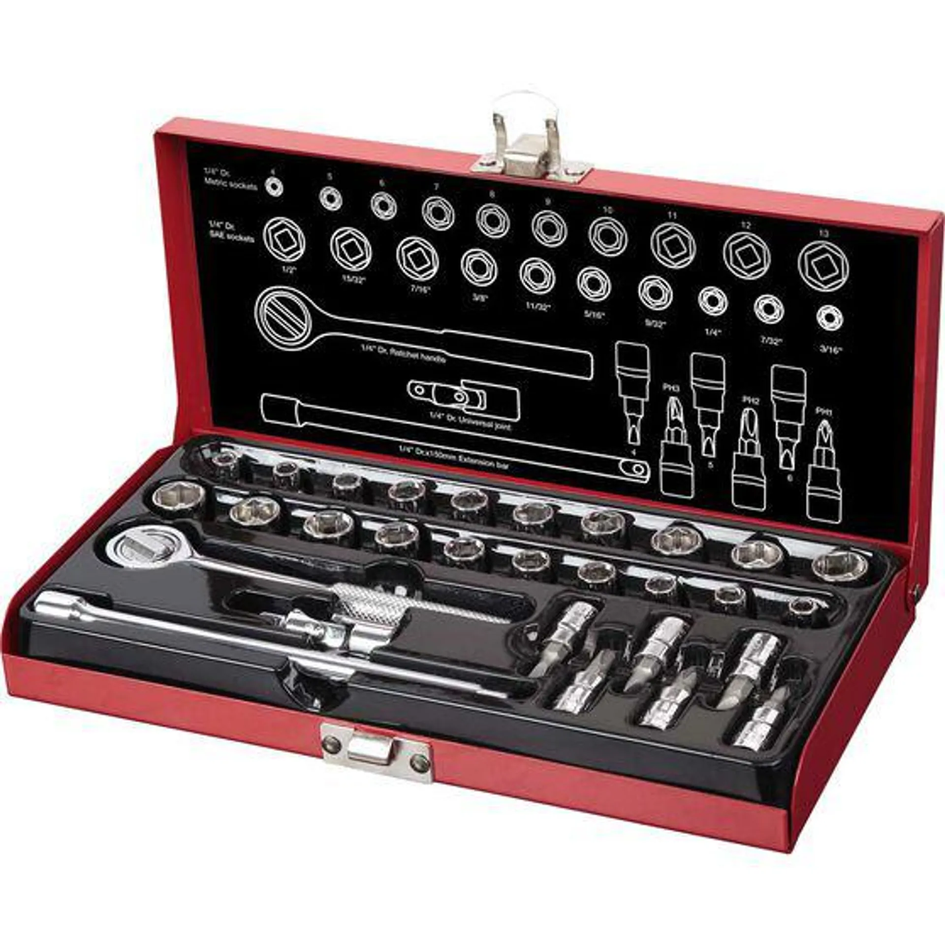 SCA Socket Set 1/4" Drive Metric/SAE 30 Piece