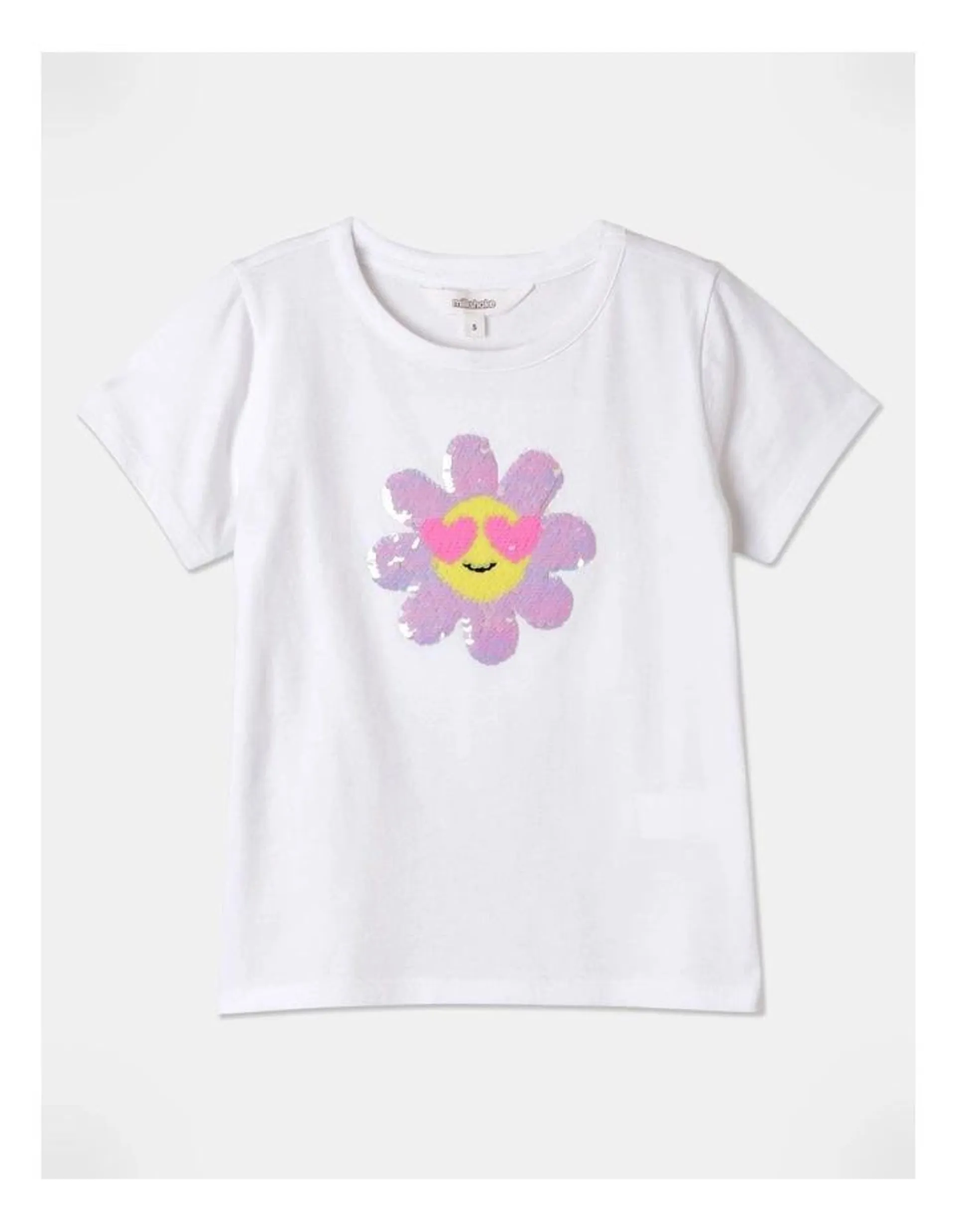 Daisy T-shirt With Flip Sequins In White