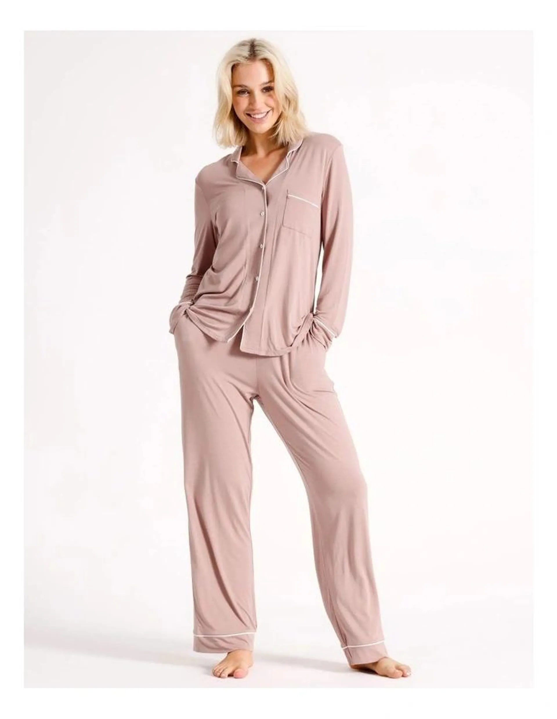 Bamboo Long Sleeve Pyjamas Set in Pink