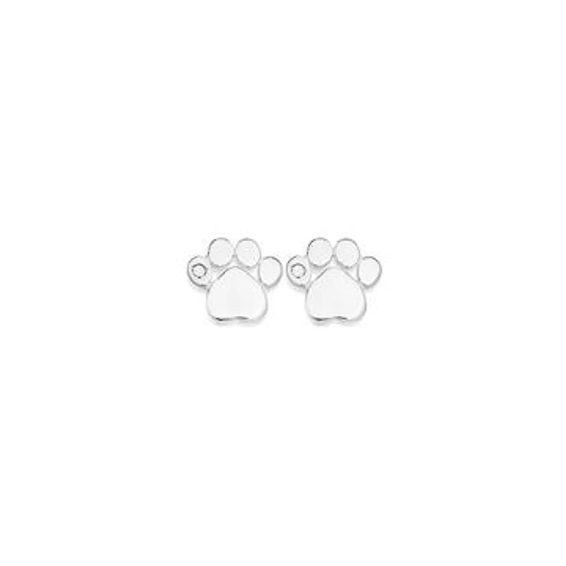 Sterling Silver Paw Print Stud Earrings