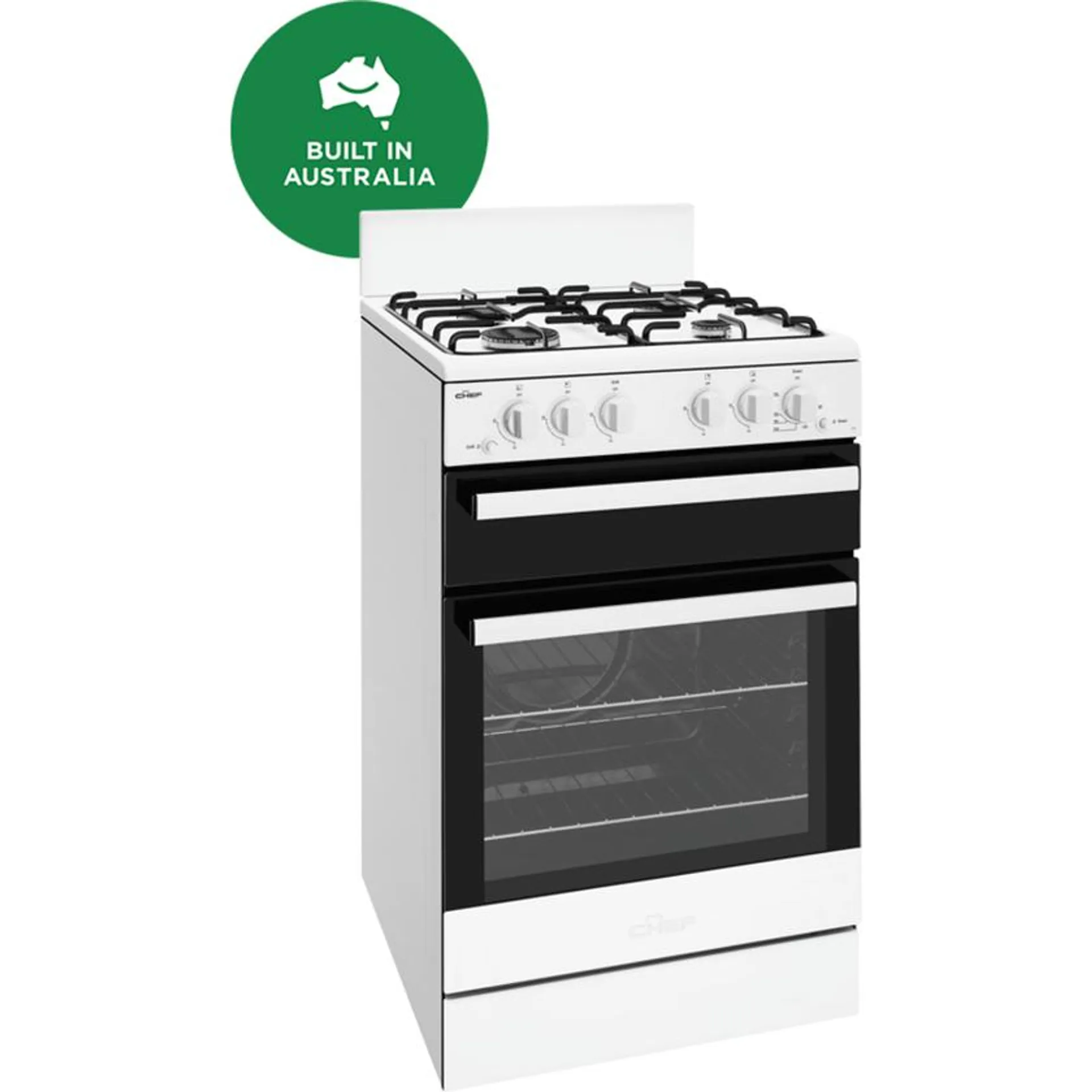 Chef CFG503WBNG 54cm White Gas Freestanding Oven