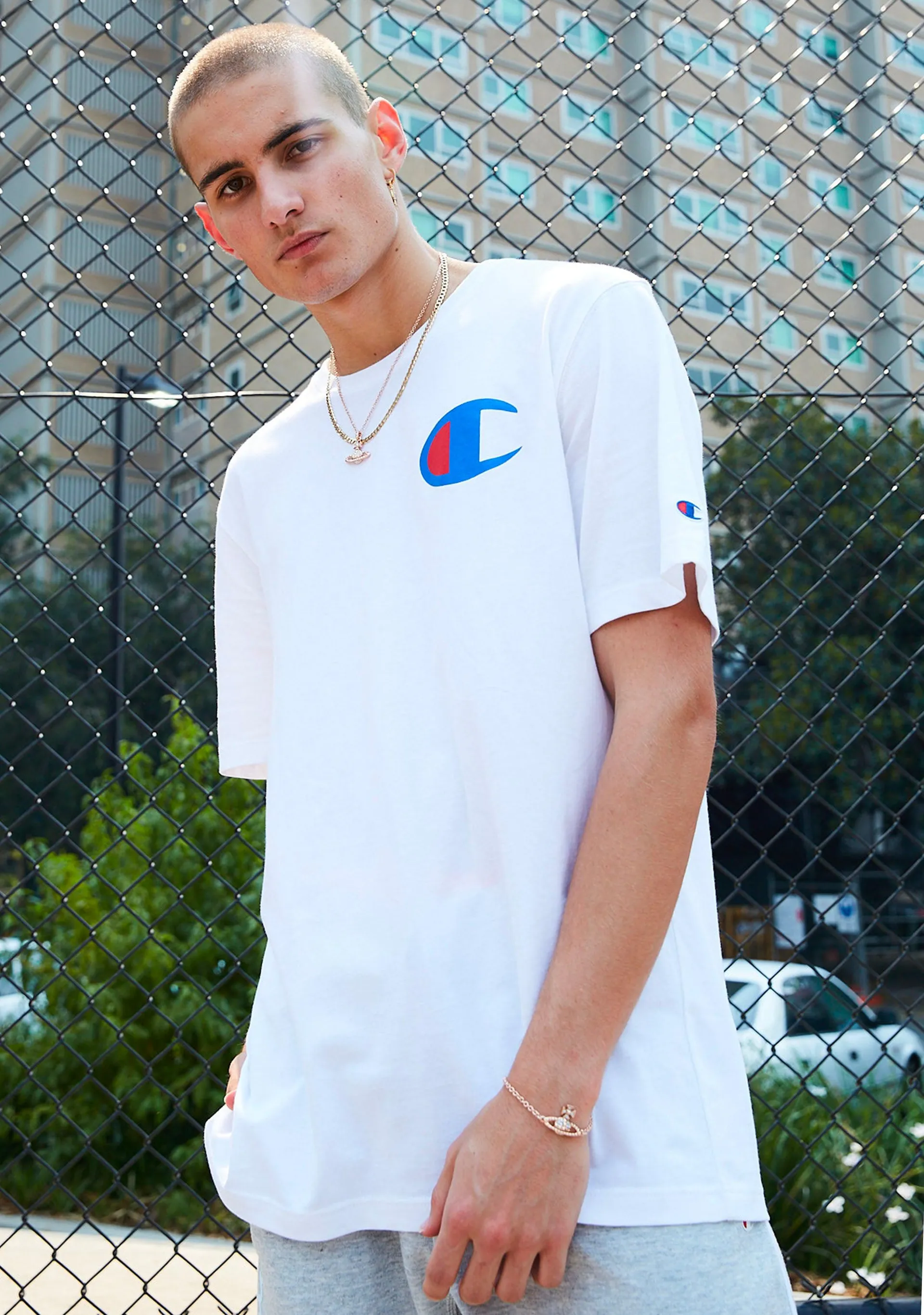 Champion Mens C Logo Tee White AY68N WIT