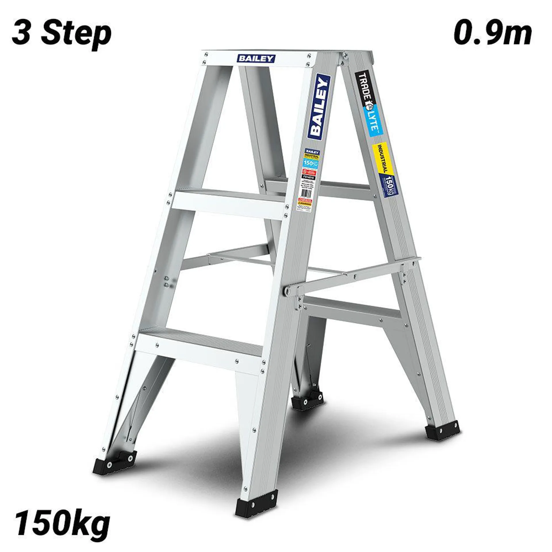 Bailey FS14019 150kg 0.9m 3 Step Trade LYTE Aluminium Double Sided Ladder