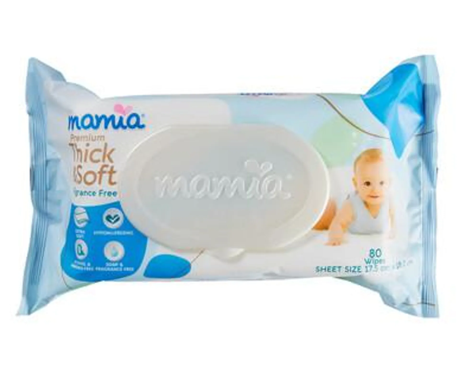 Mamia® Baby Wipes Embossed Fragrance Free 80pk