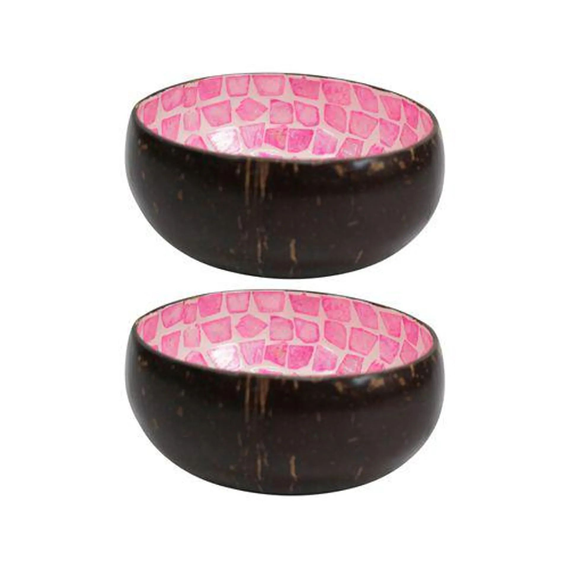 2PK Pink 13cm Decorative Coco MOP Bowl Home Decor Round