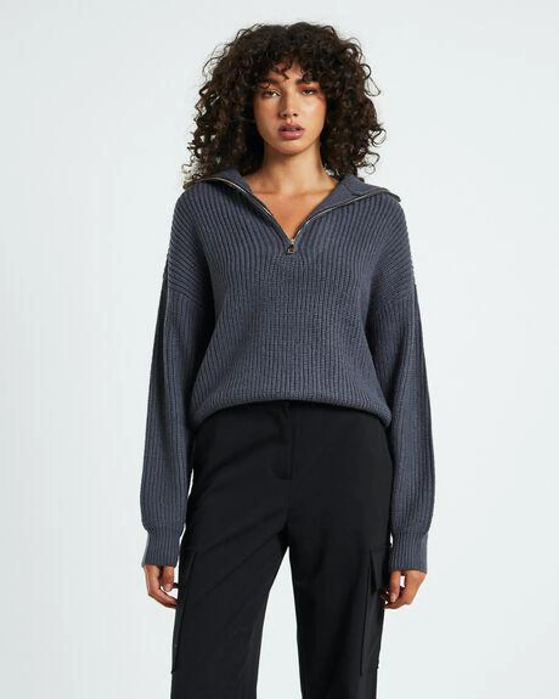 Ezra Half Zip Knit Pull Over Jumper