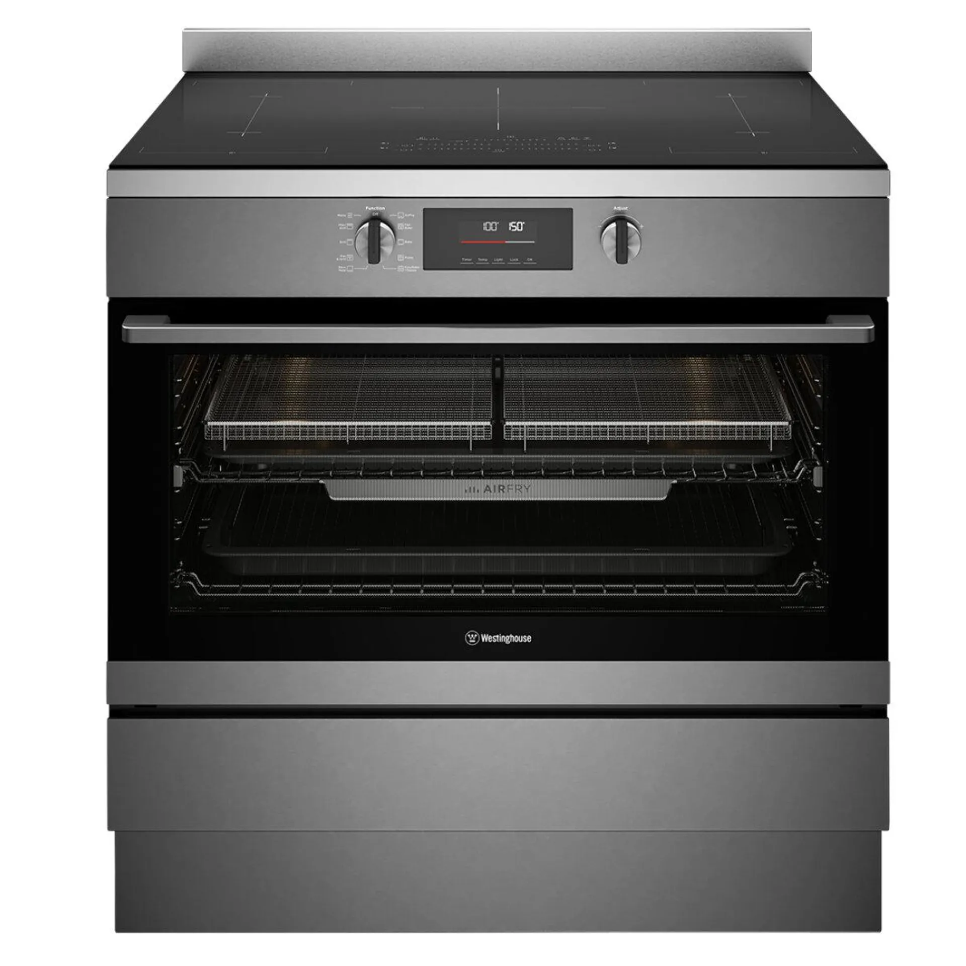 Westinghouse 90cm Induction Pyrolytic Freestanding Cooker with SteamBake Dark Stainless Steel WFEP9757DD