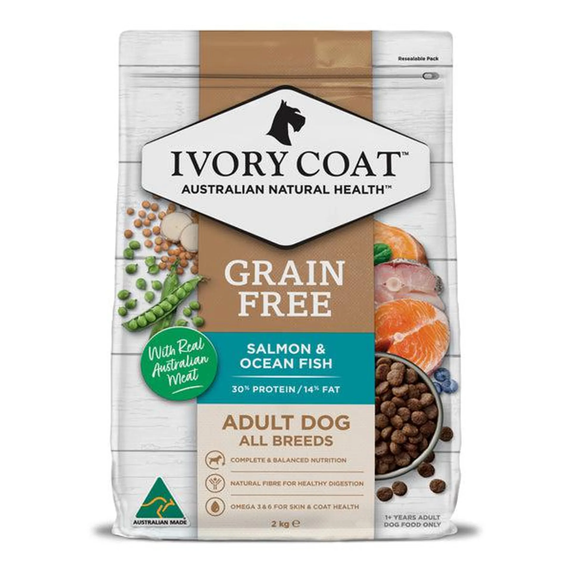 Ivory Coat - Grain Free Adult Dry Dog Food Salmon & Ocean Fish (2kg)