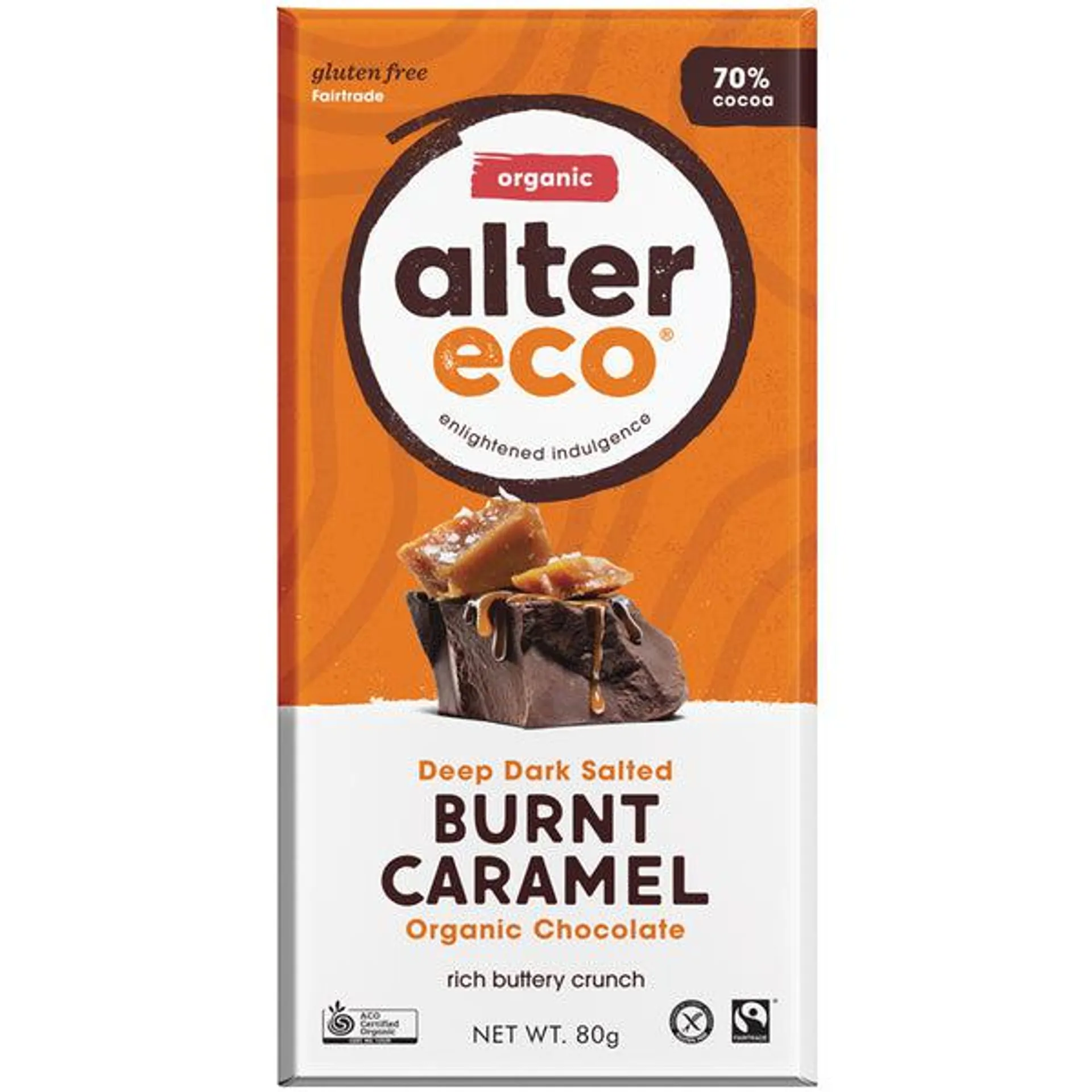 Alter Eco Organic 70% Dark Salted Burnt Caramel Chocolate 80g