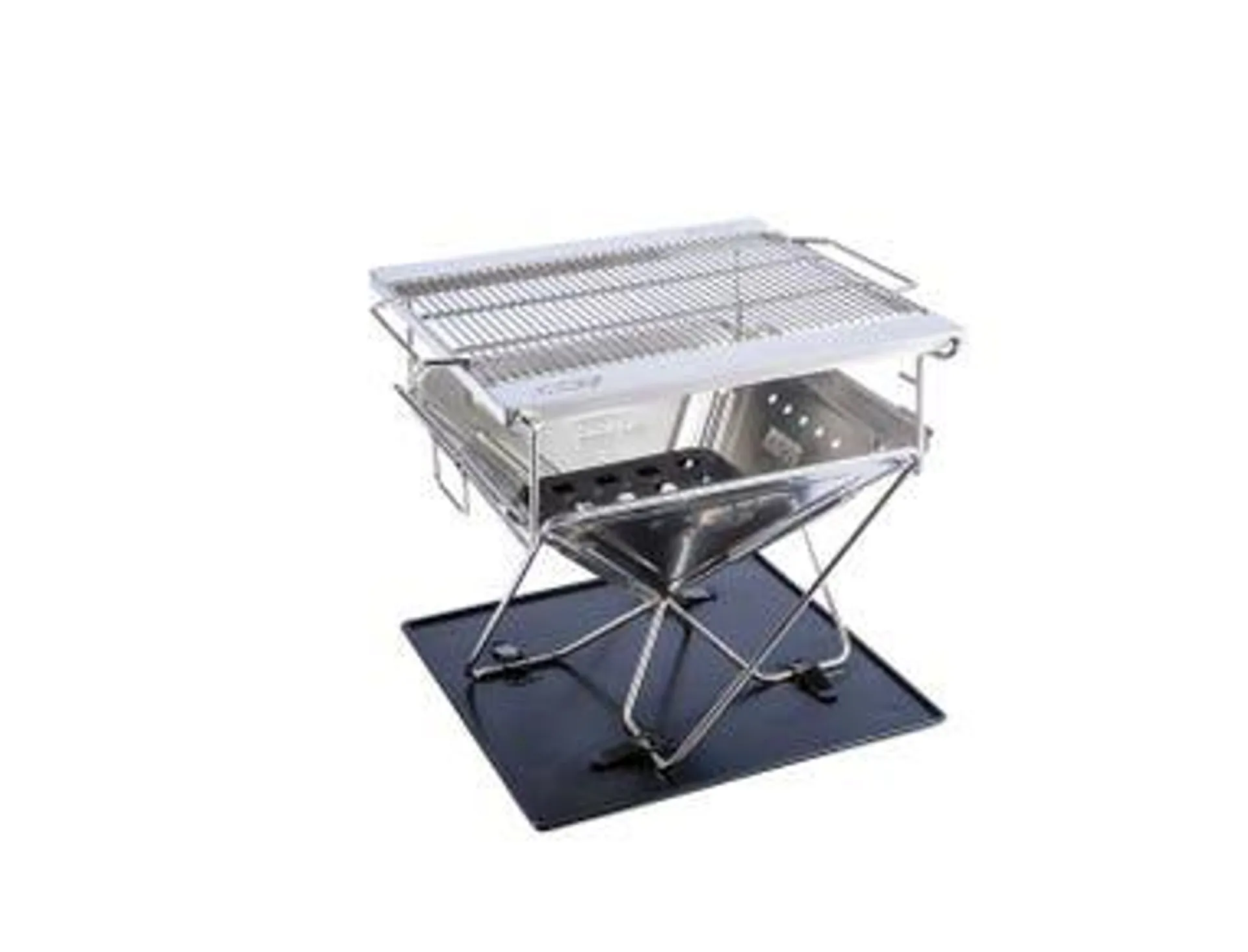 Kings Premium Stainless Steel Folding Firepit + Folding Stainless Steel Firepit Grill