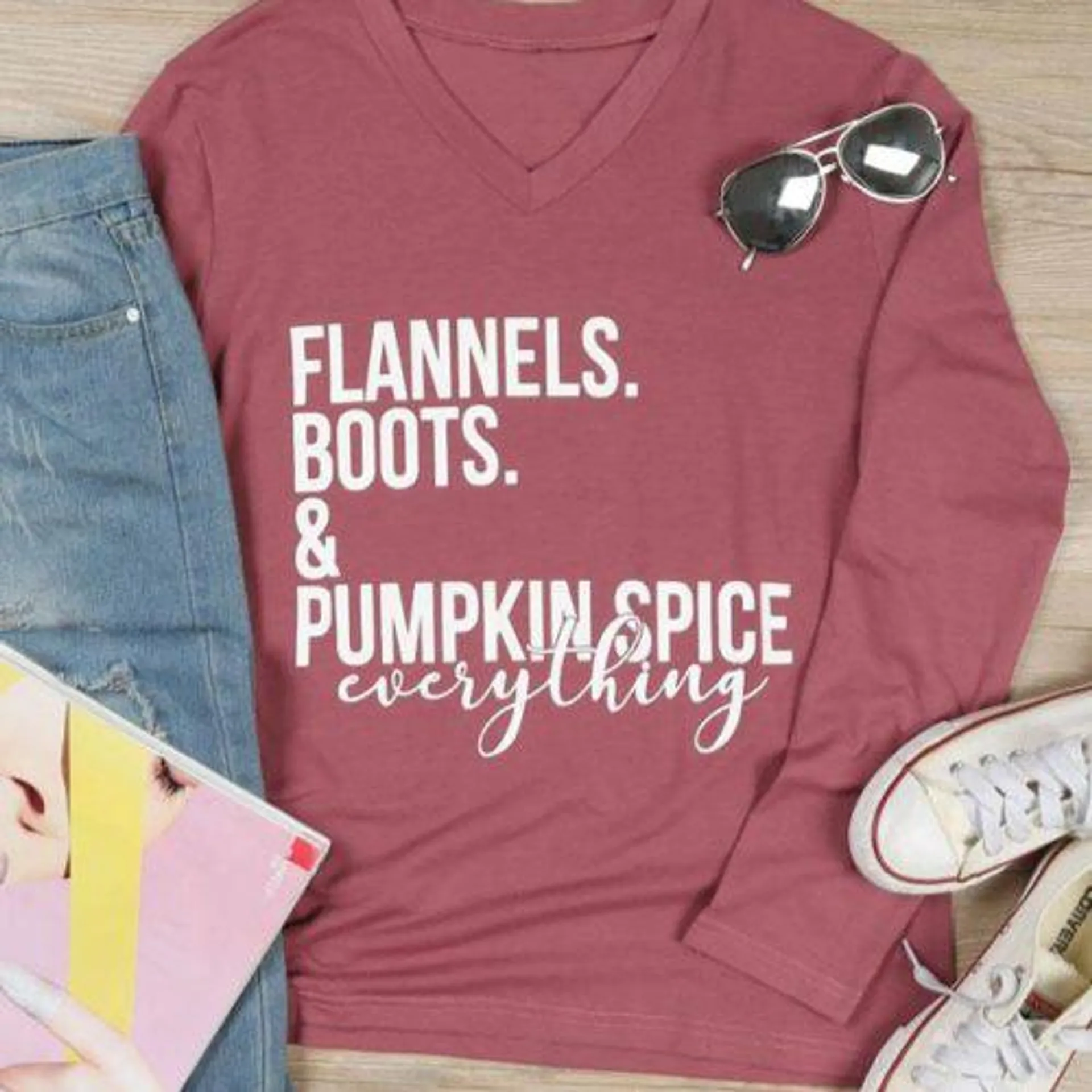 Halloween Halloween Flannels Boots & Pumpkin Spice Everything T-Shirt