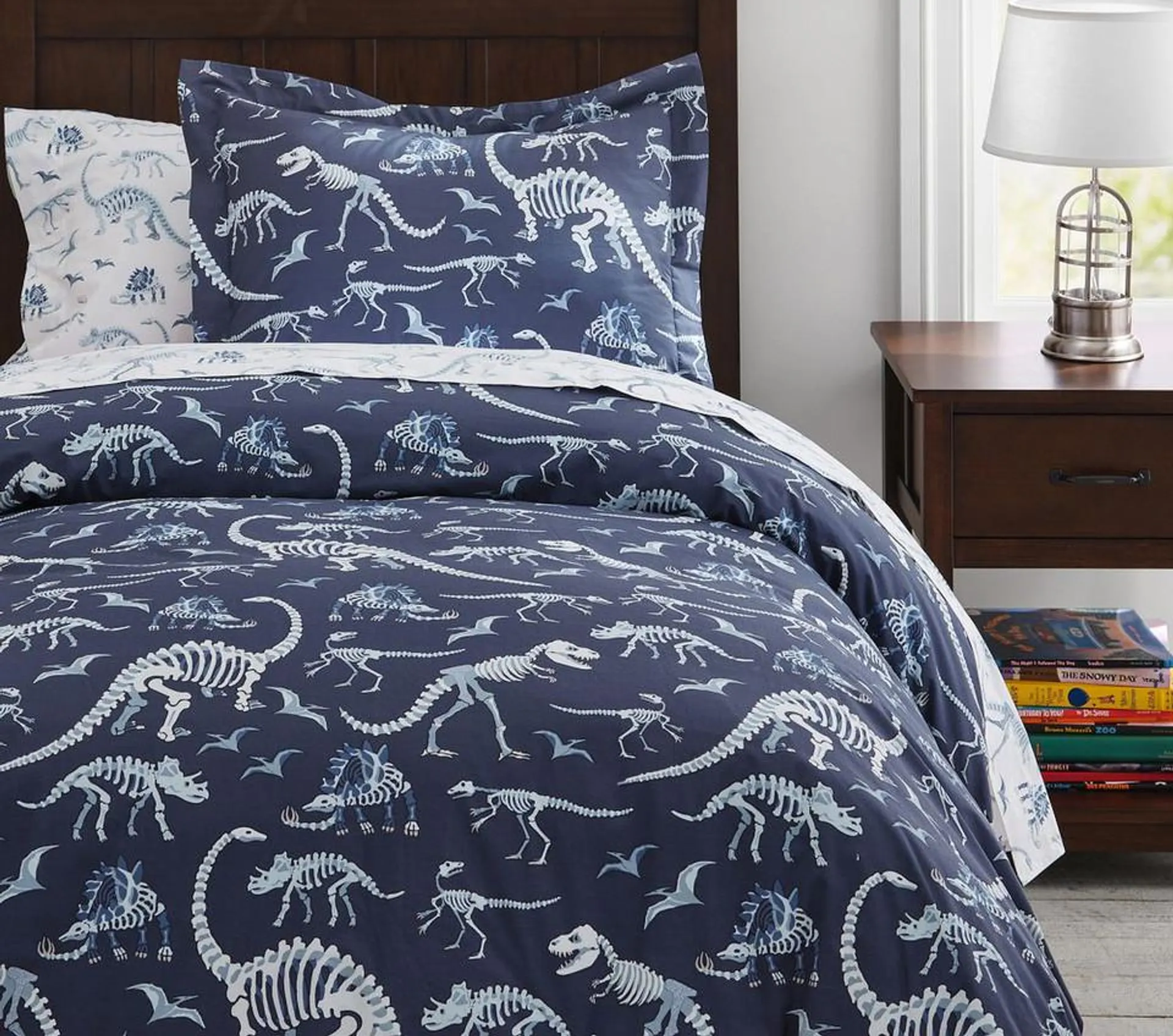 Organic Dino Bones Glow-in-the-Dark Quilt Cover & Pillowcases