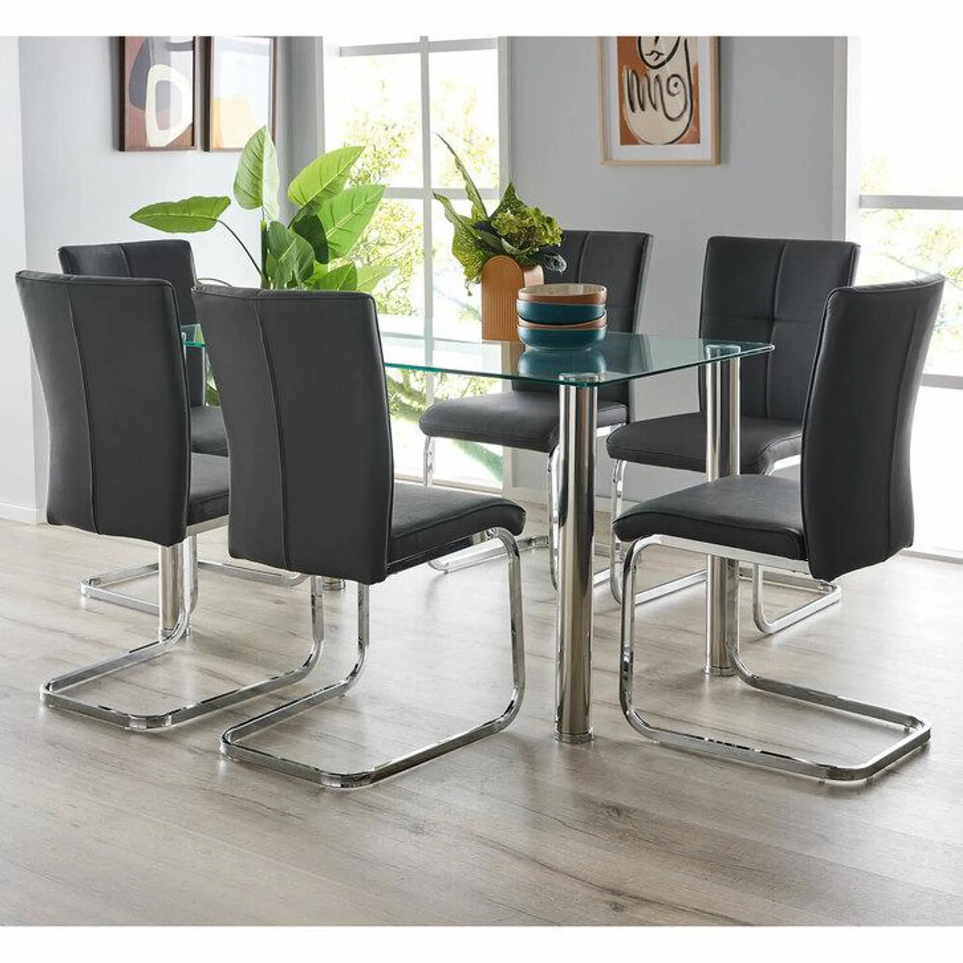 Zoe 6 Seater Dining Set With Flint Chairs