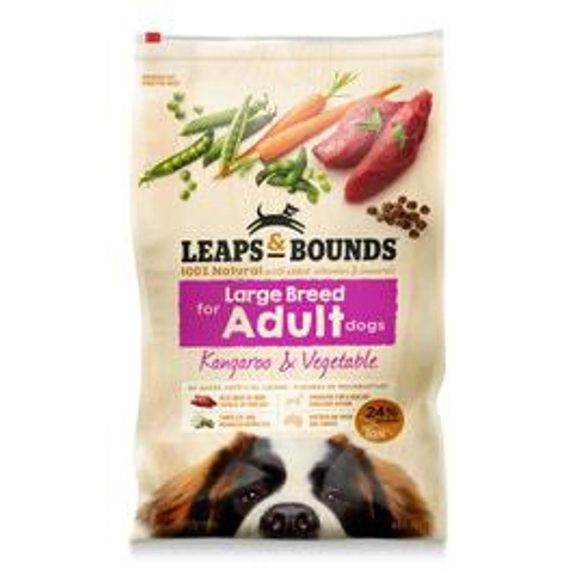 Leaps & Bounds Kangaroo & Vegetable Large Breed Adult Dog Food 15Kg