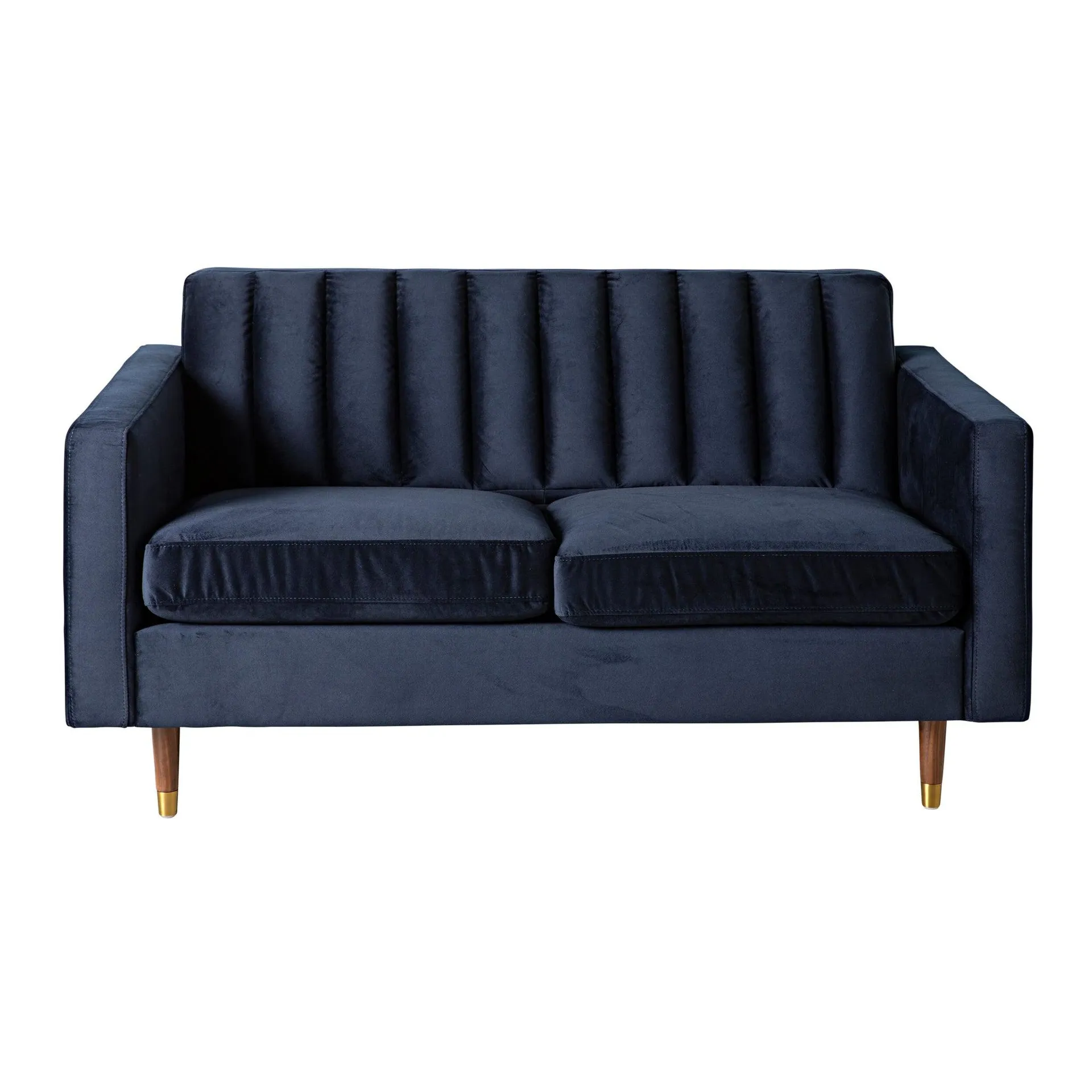 Stitch 2 Seater Sofa Velvet Navy Blue C-030