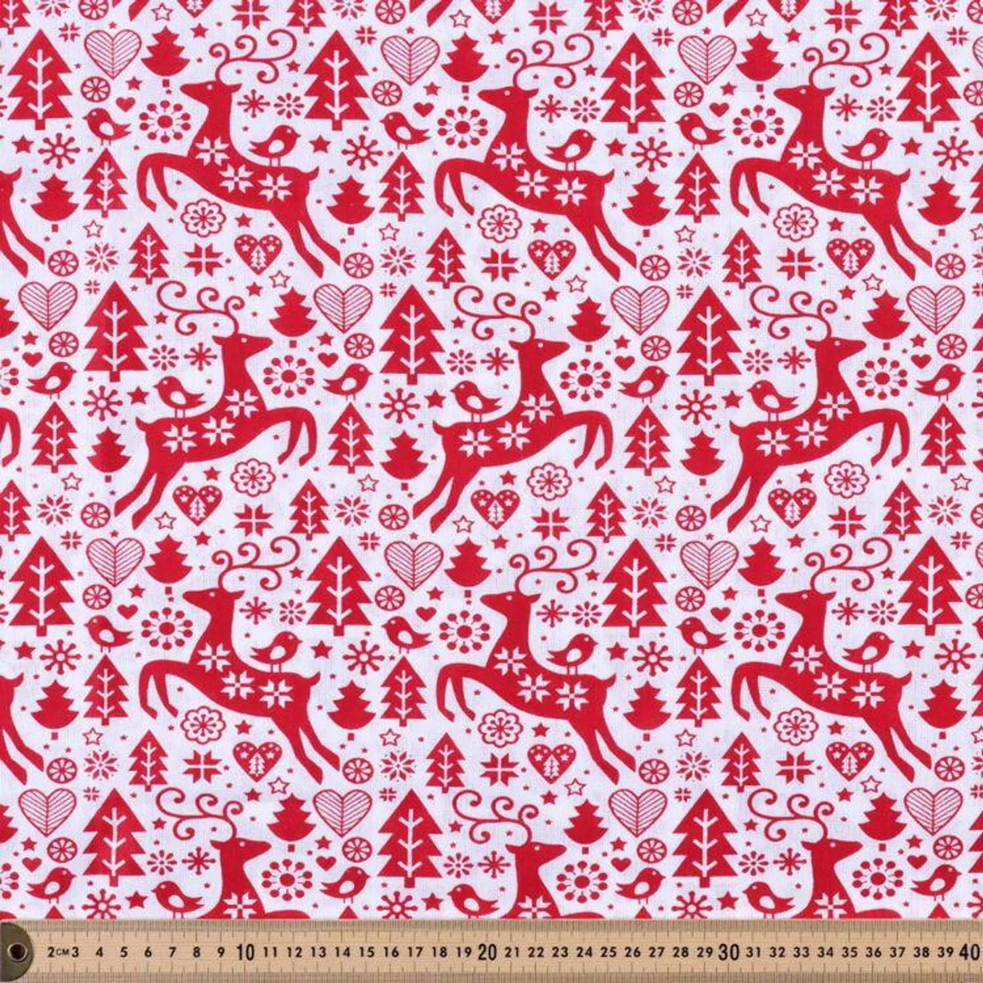 Scandi Christmas 120 cm Multipurpose Cotton Fabric Red 120 cm