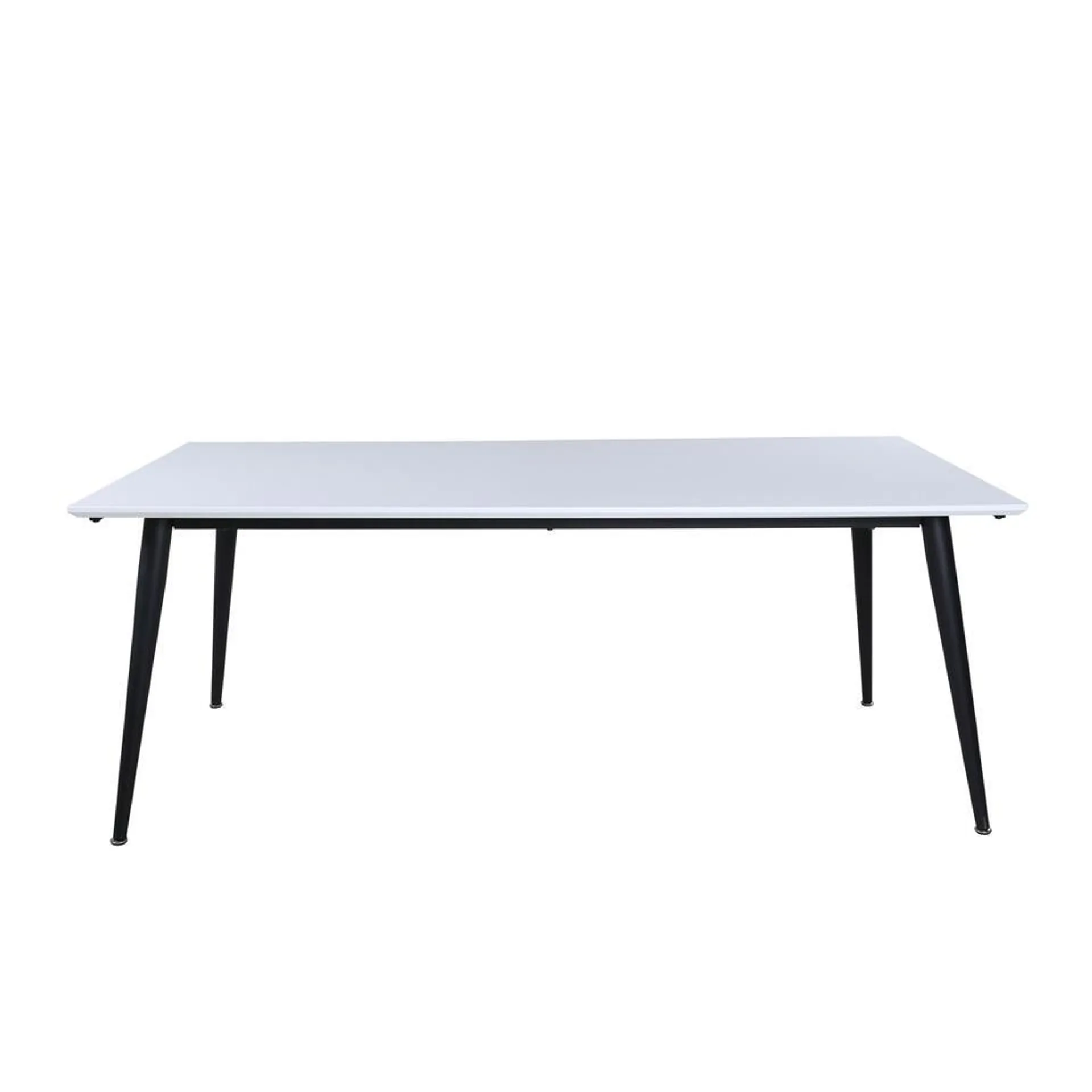 Hioshop Jimmy eetkamertafel 90x195/285cm met extra plaat HPL wit- zwart