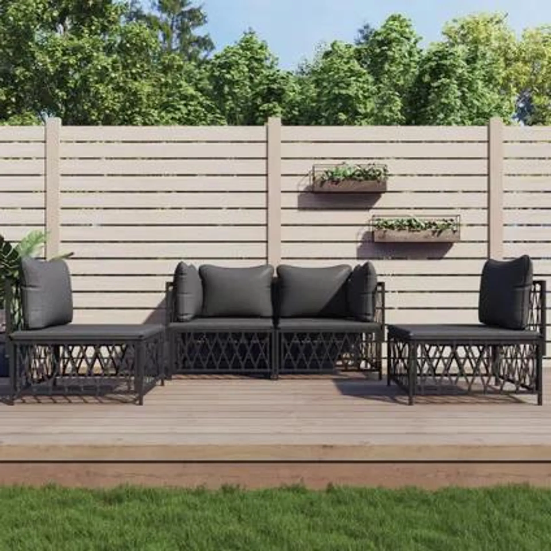 vidaXL - Acier - Salon de jardin avec coussins 4 pcs anthracite acier - 318683