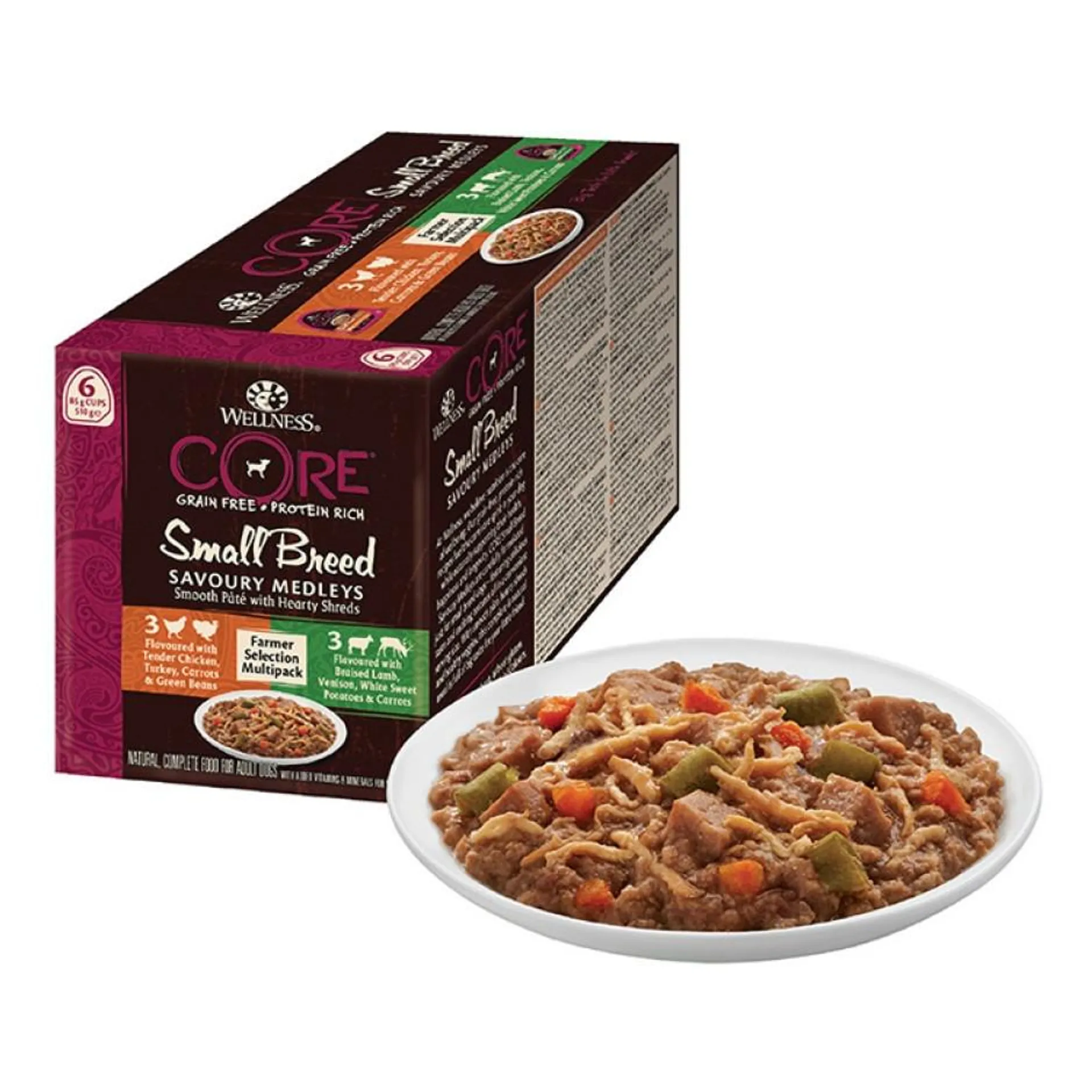 Wellness CORE sav. medley small farm sel 6p 85g