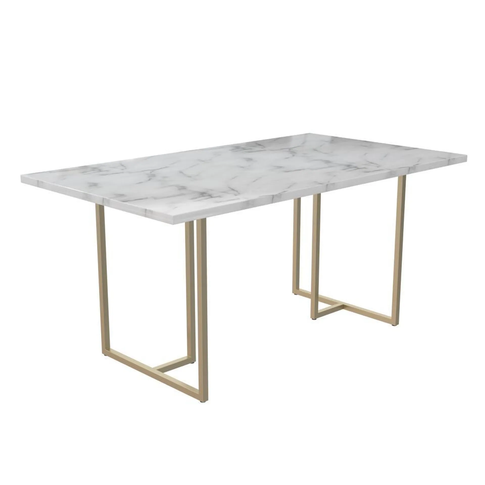 Astor - Eettafel 160x90 cm 6 zitplaatsen in wit marmer look