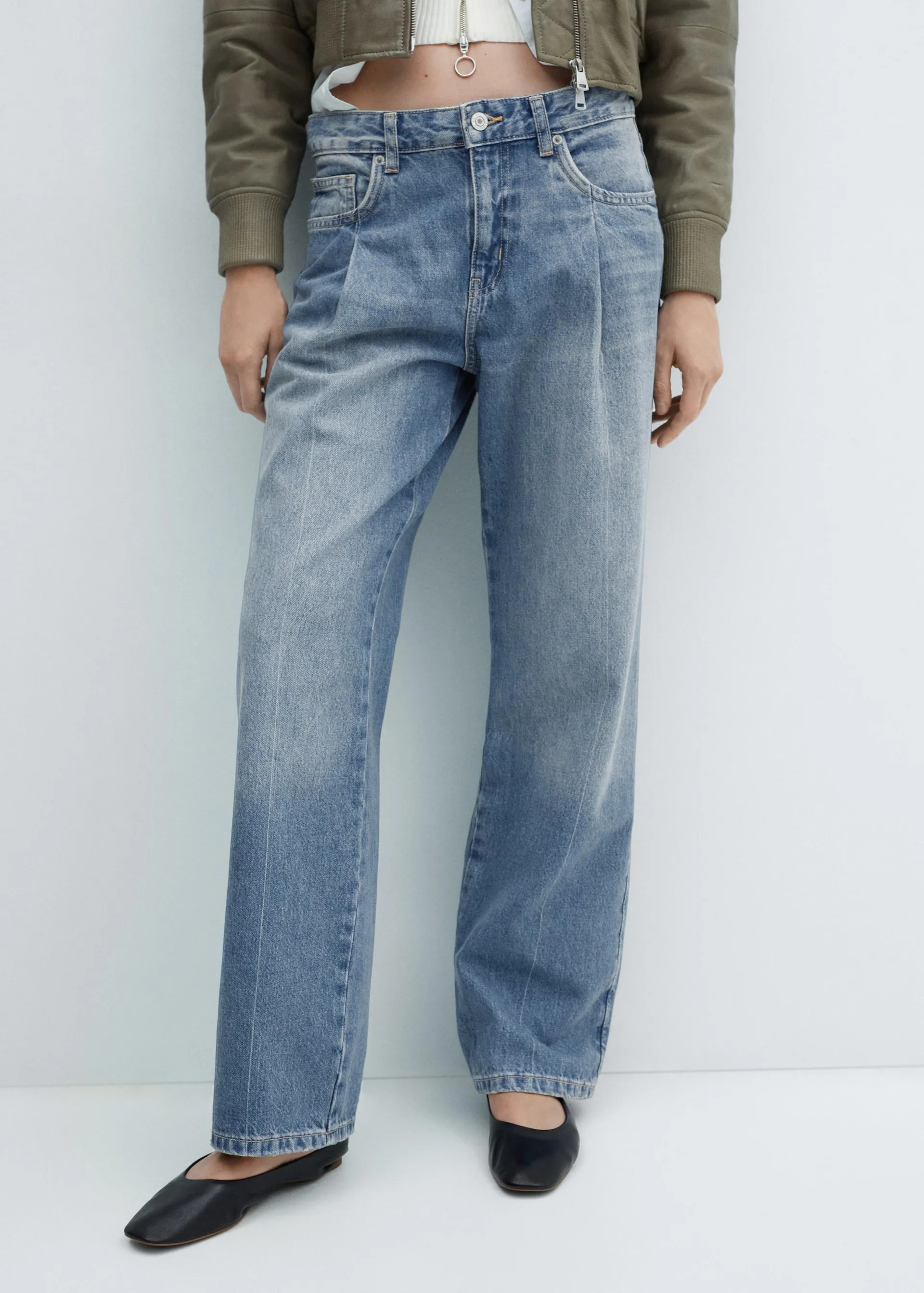 Straight-fit jeans met bandplooien