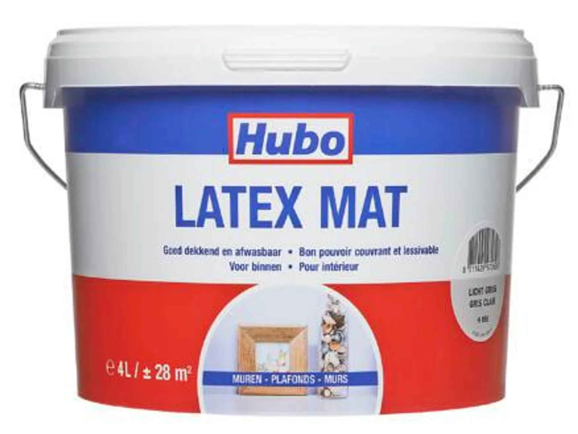 Hubo muurverf latex mat 4l lichtgrijs