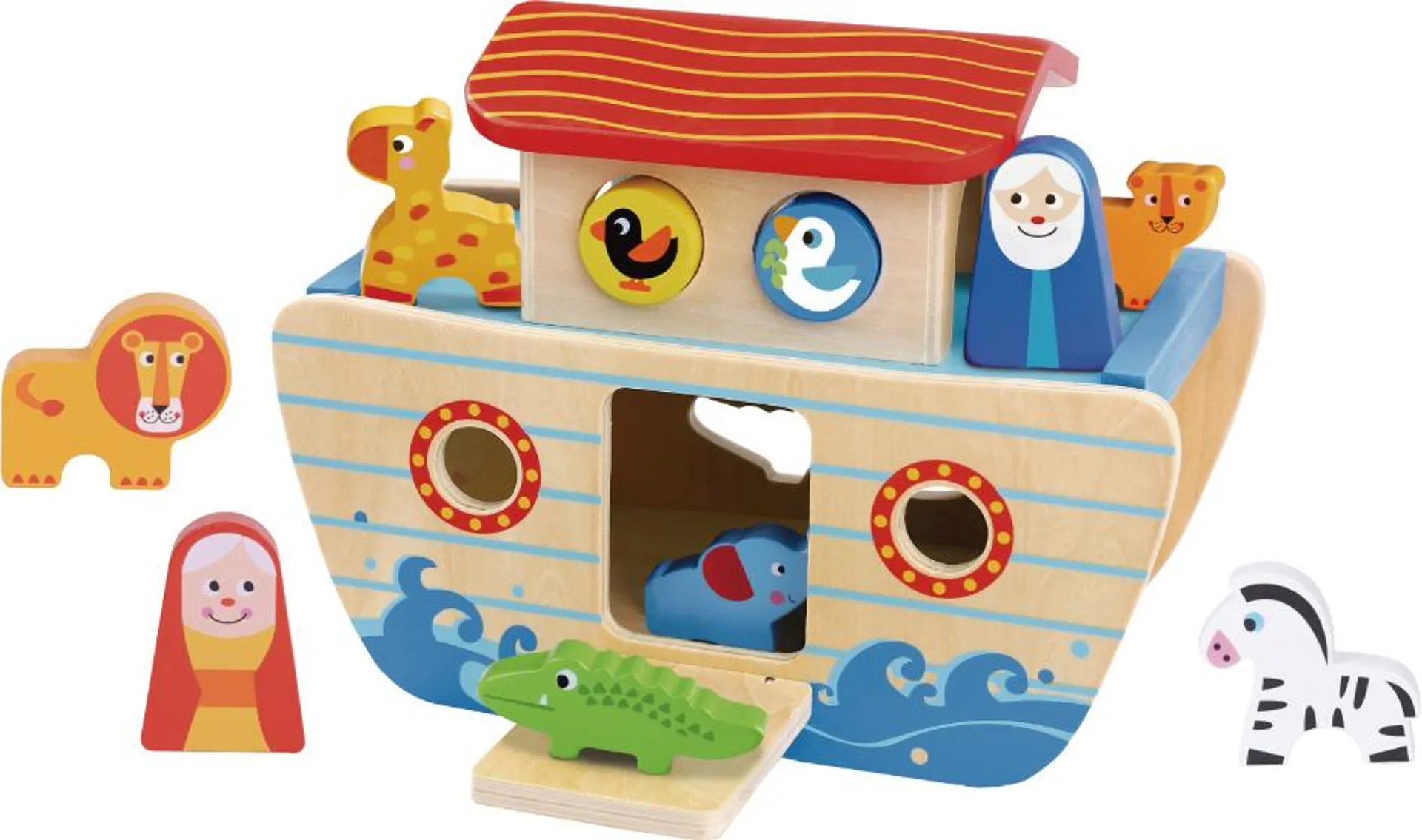 Tooky Toy Noah's Ark Houten Vormenboot 24 maanden 18-delig