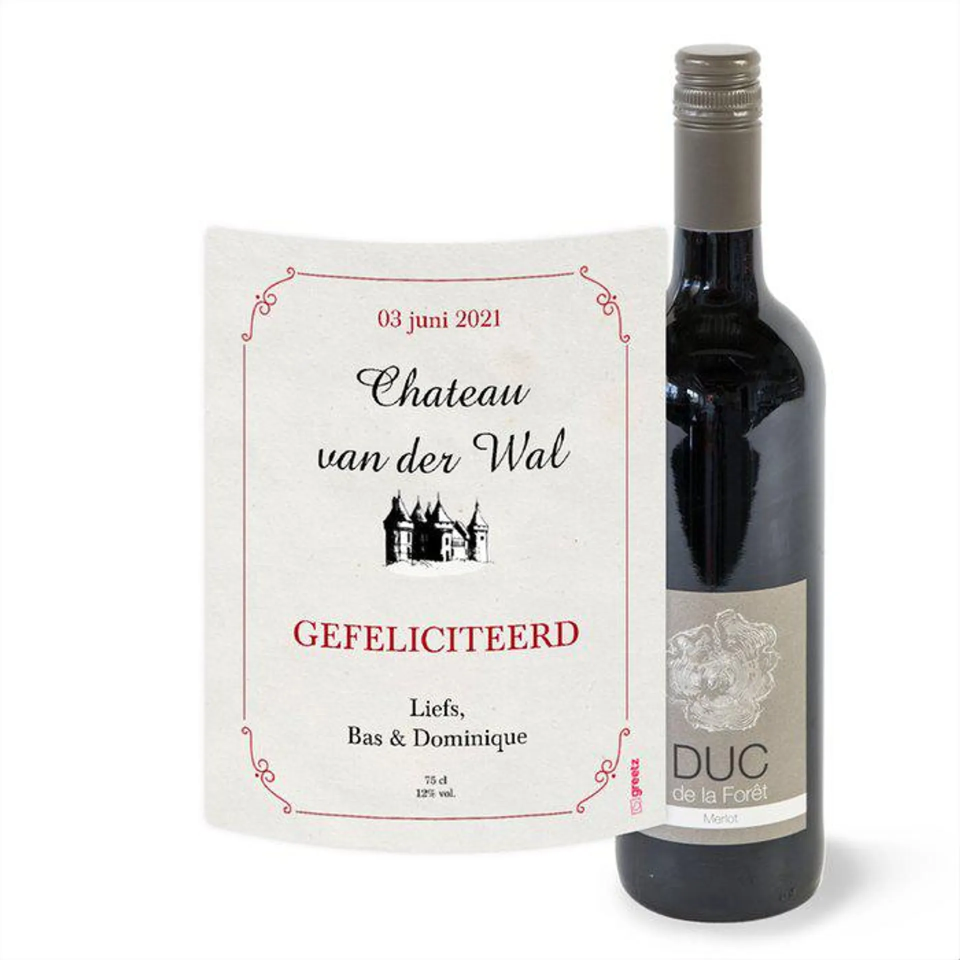 Duc de la Foret | Merlot | Gefeliciteerd met eigen tekst | 750 ml