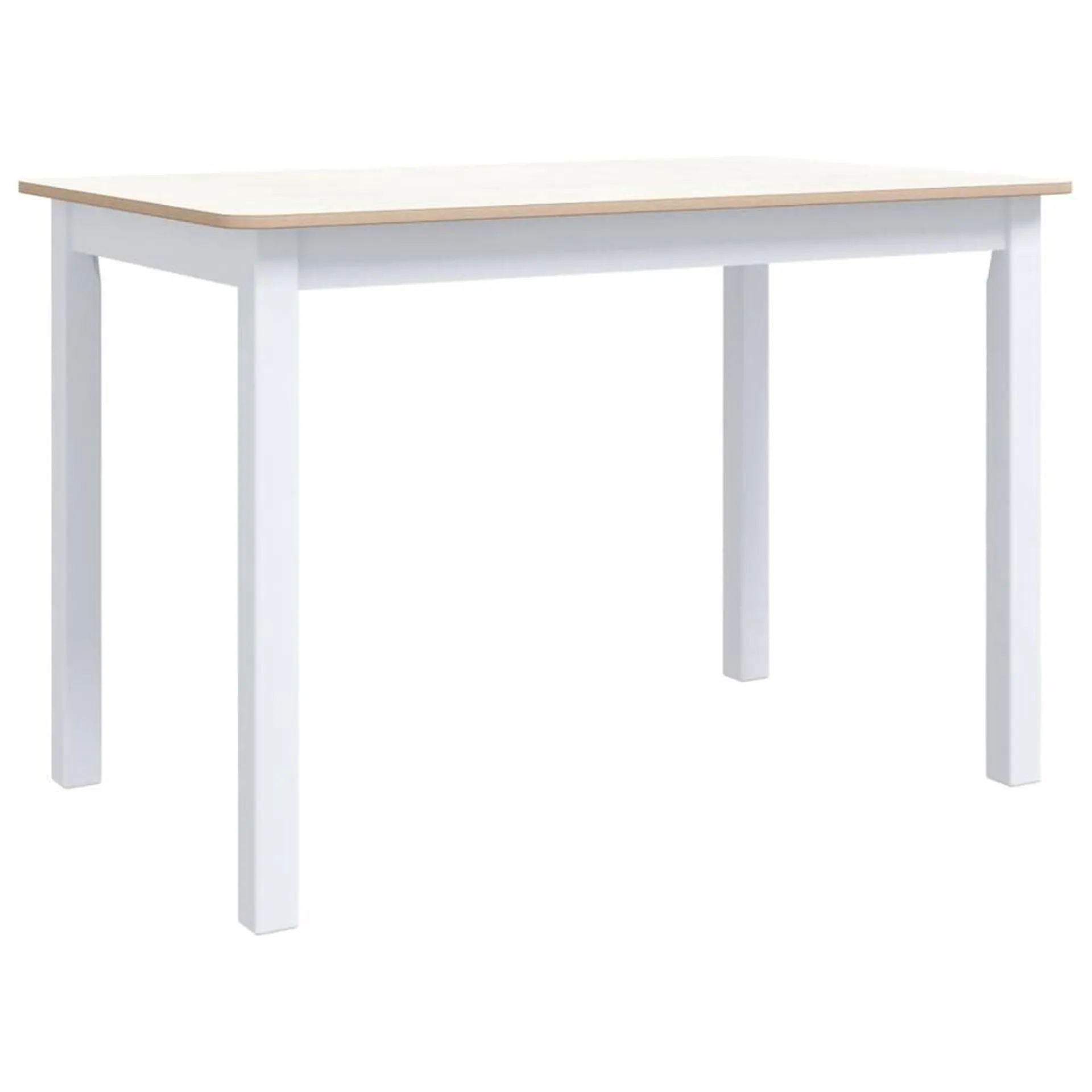 vidaXL Eettafel 114x71x75 cm massief rubberwood wit en bruin