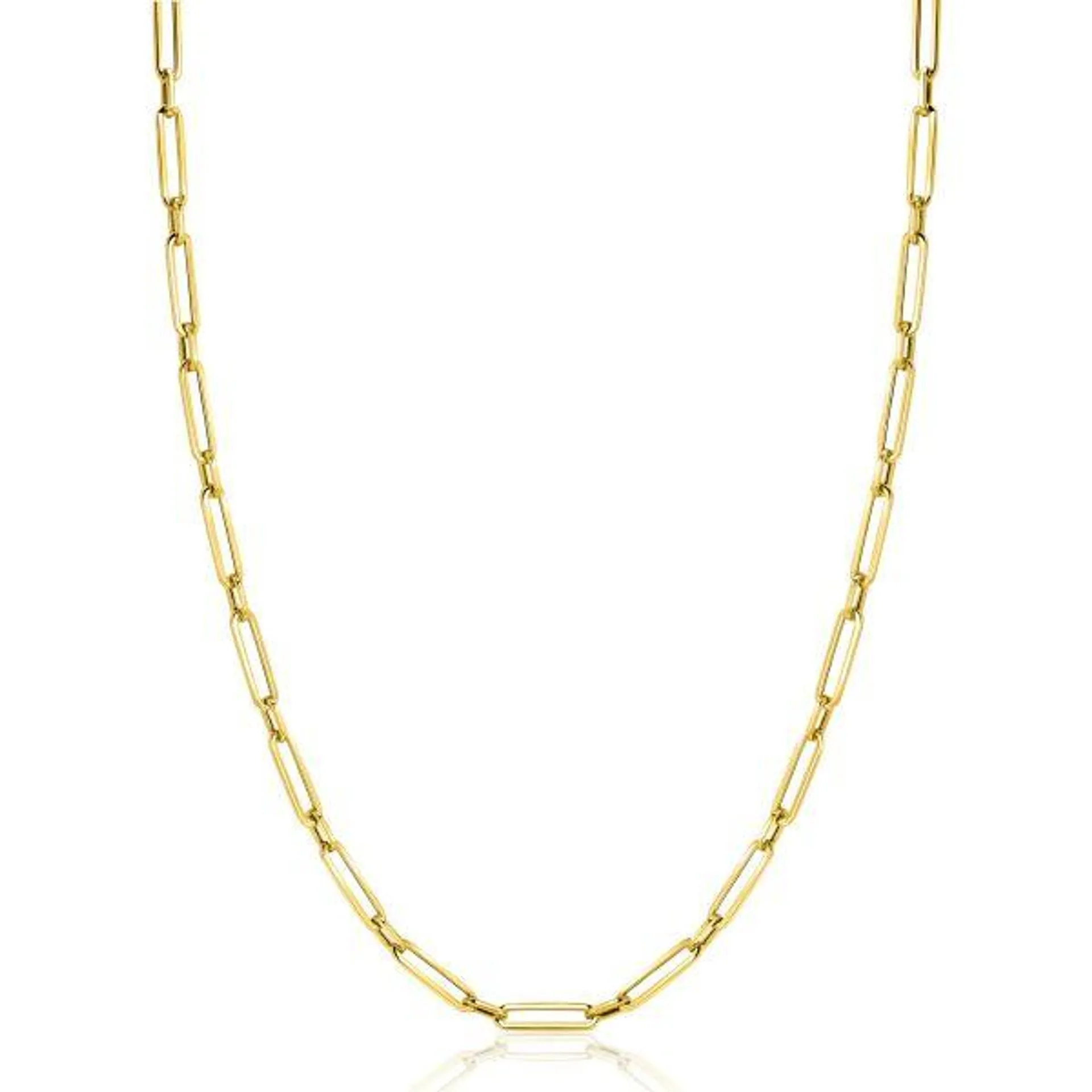 ZINZI Gold 14 krt gouden closed for ever schakelketting met tussenoog (3mm breed) 45cm ZGC470