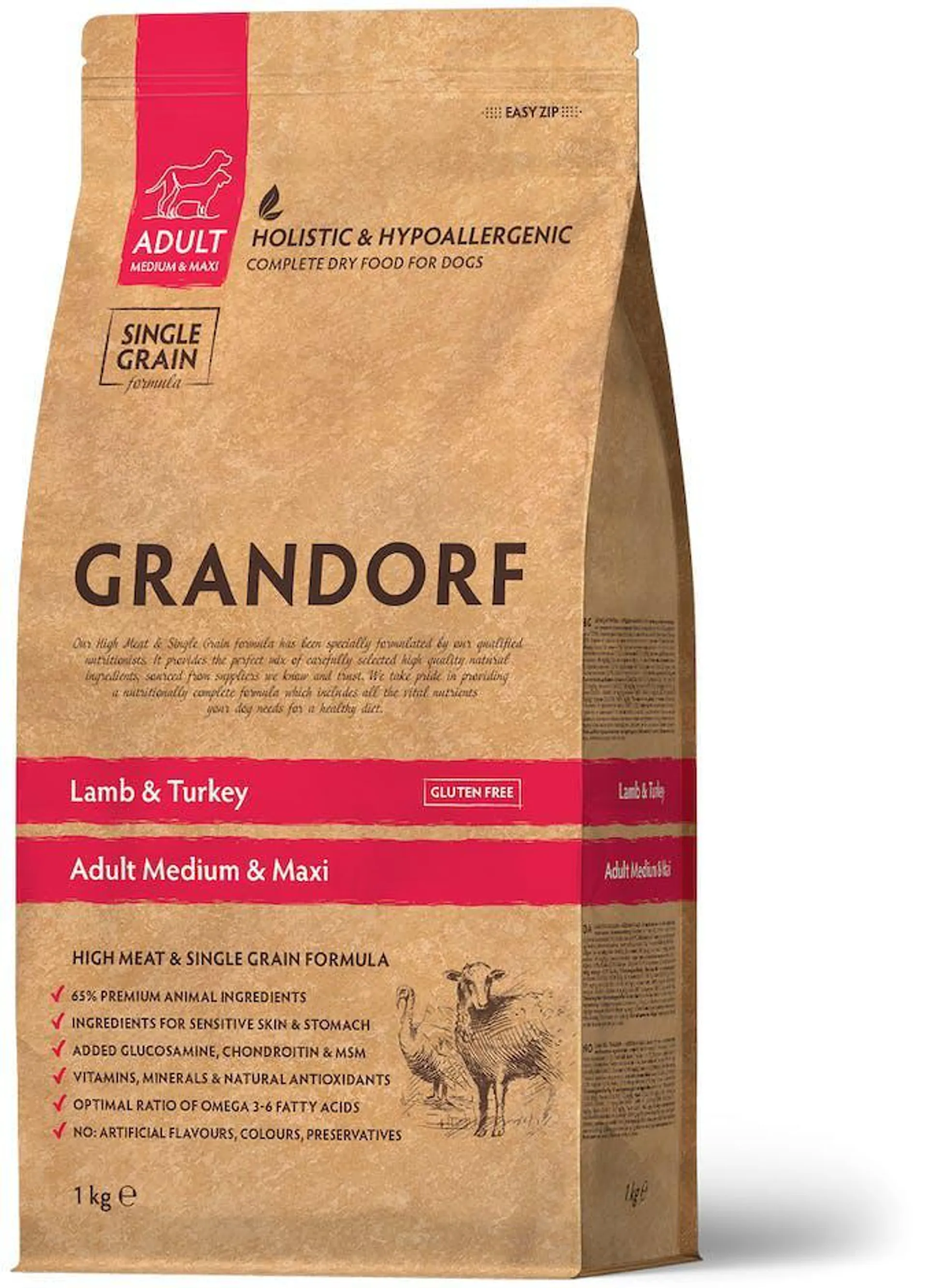 Grandorf - Lamb & Turkey Adult Medium & Maxi Breeds 1kg