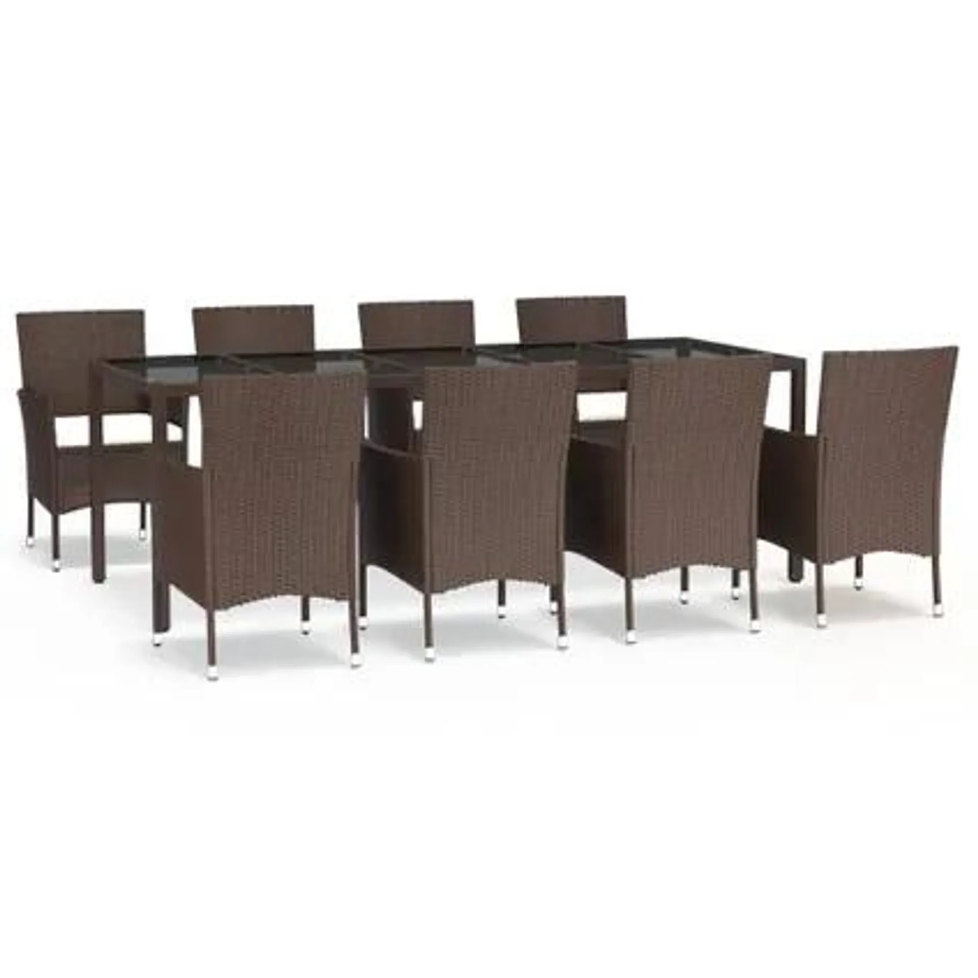 vidaXL Ensemble à manger de jardin et coussins 9 pcs marron poly