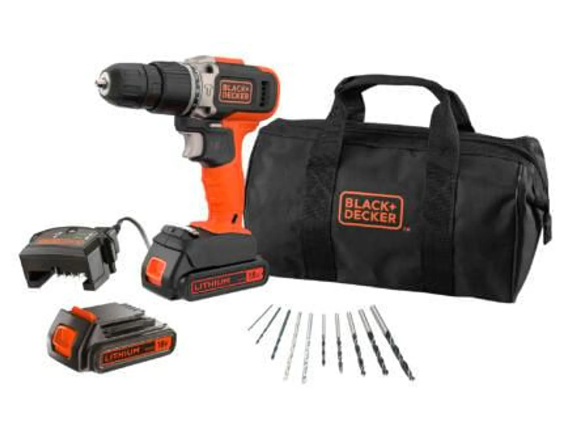 Black+Decker BCD003BA10S-QW klopboorschroefmachine 18V Li-Ion met 2 accu’s +10 accessoires