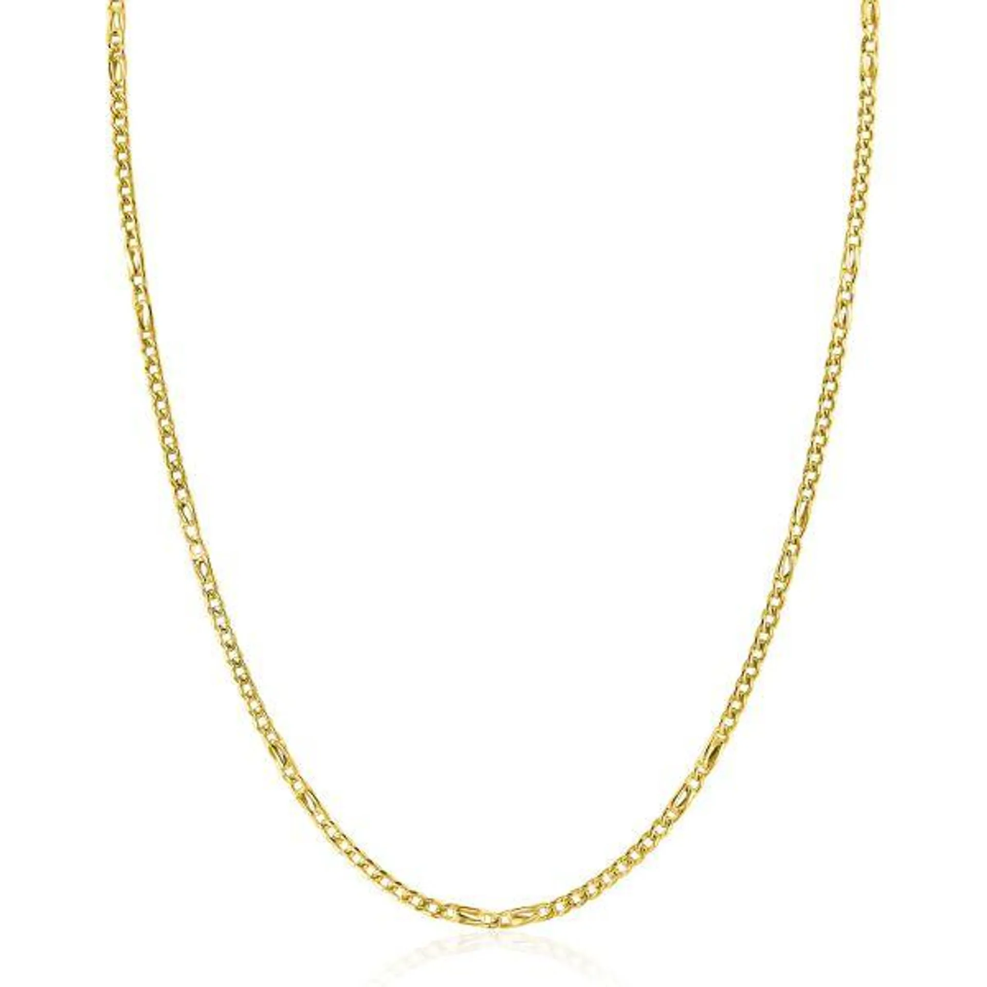 ZINZI Gold 14 karaat gouden massieve gourmet ketting met valkenoog schakels 2mm breed 41-43cm ZGC498