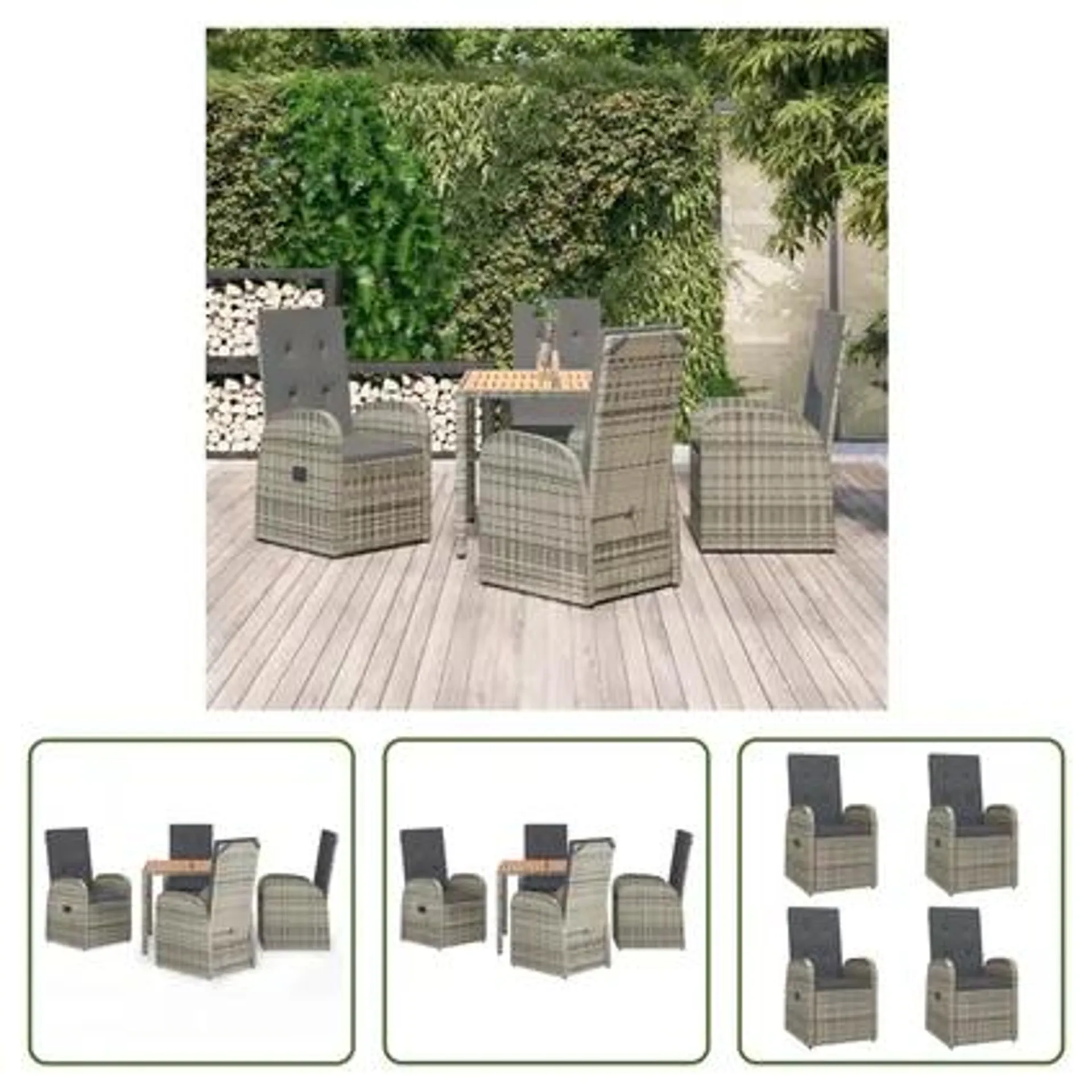 vidaXL Ensemble à manger de jardin 5 pcs coussins gris résine tressée