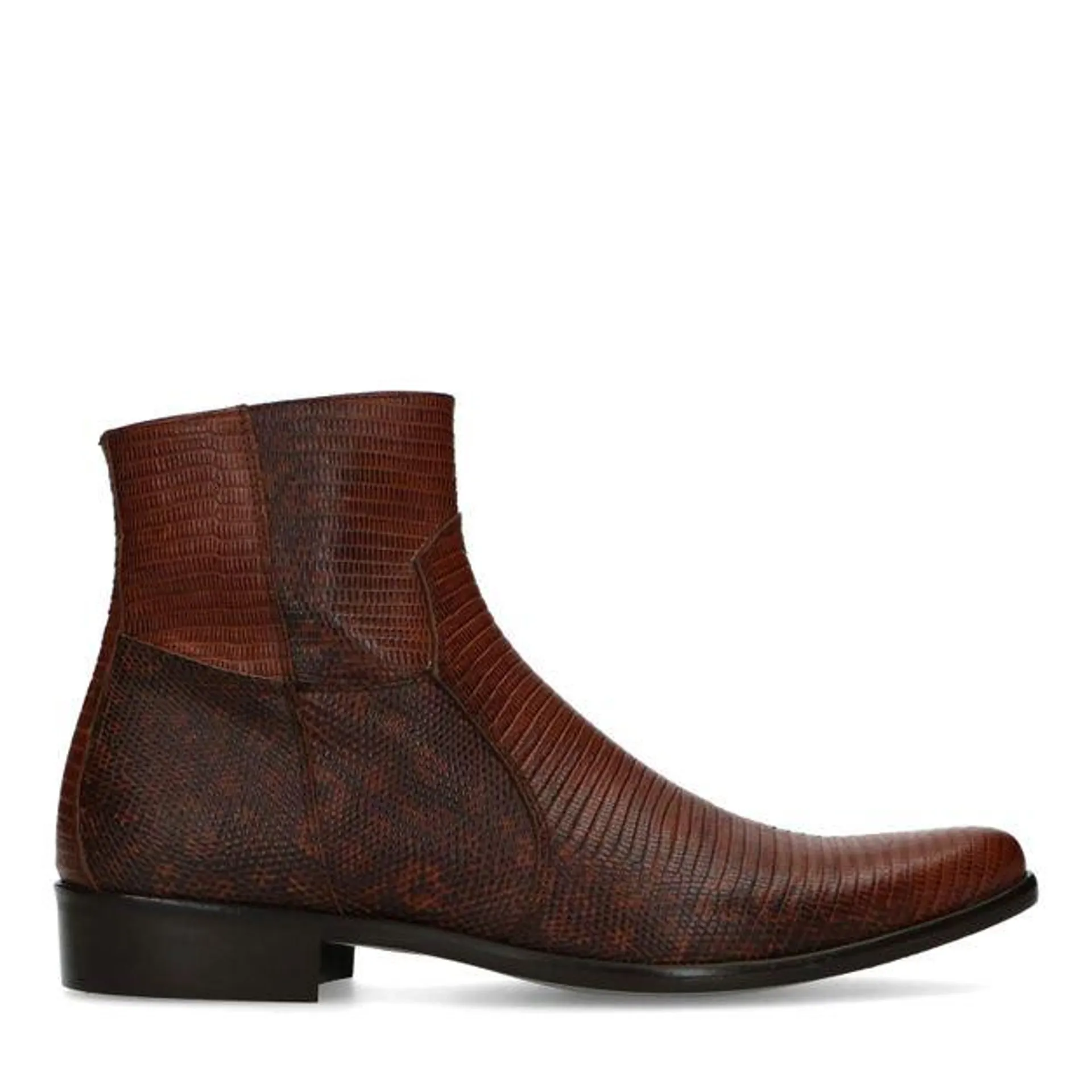 Bruine western boots met snakeskin