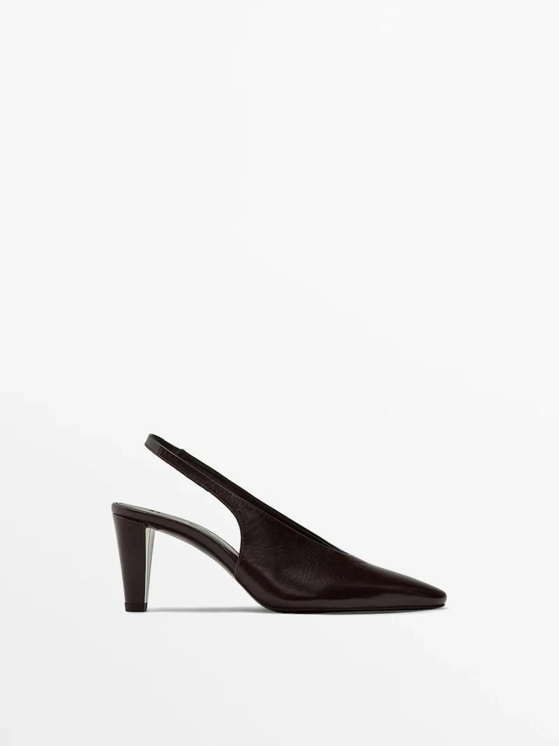 Leren slingback schoen met ronde neus