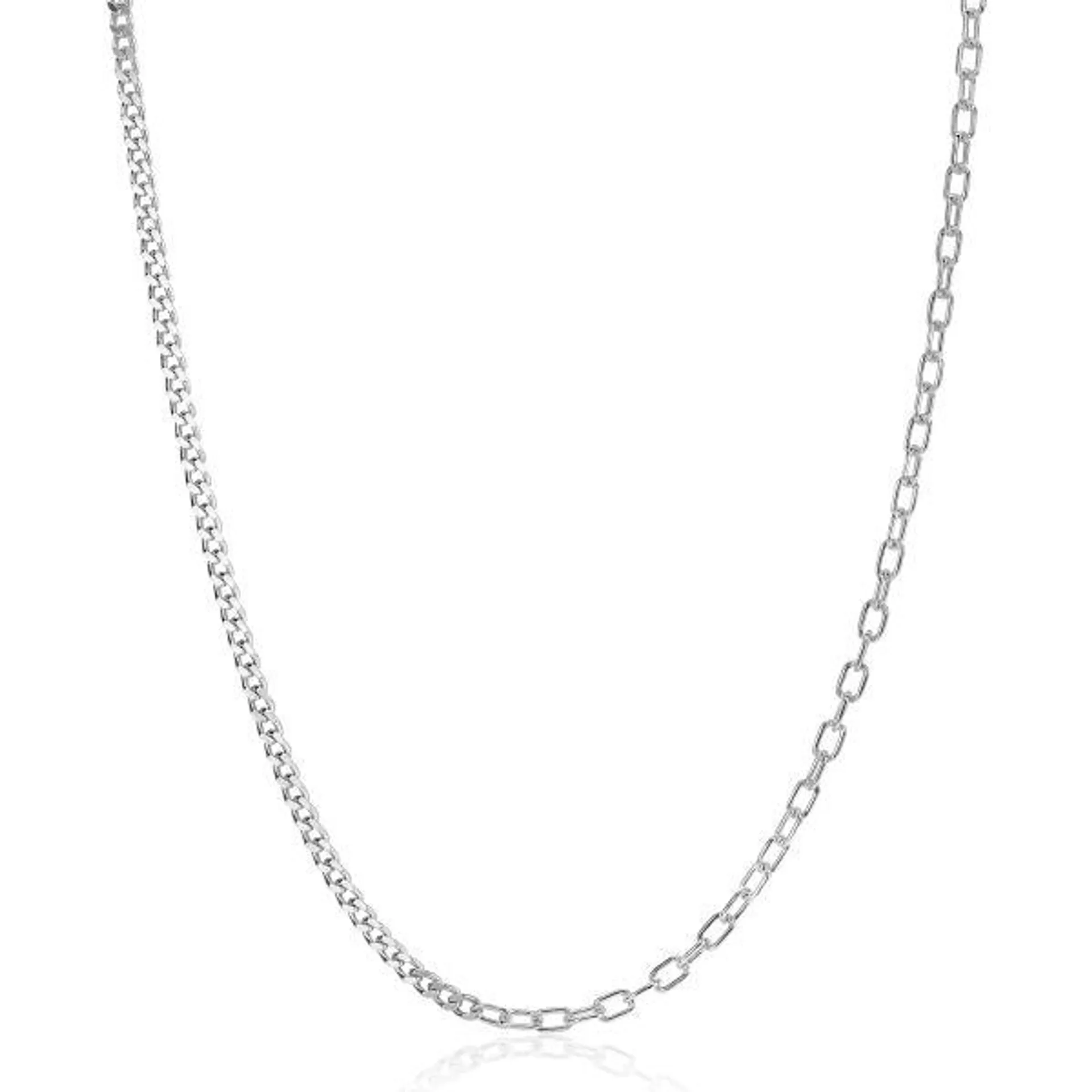 ZINZI zilveren multi-schakelketting met gourmet en paperclip schakels 2,7mm breed 43-45cm ZIC2468