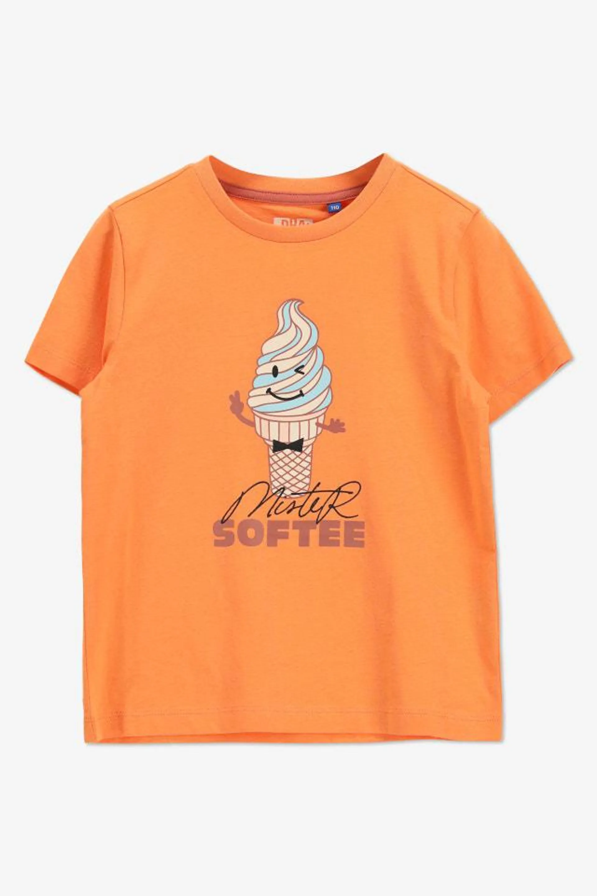 Oranje T-shirt met print "Mister Softee"