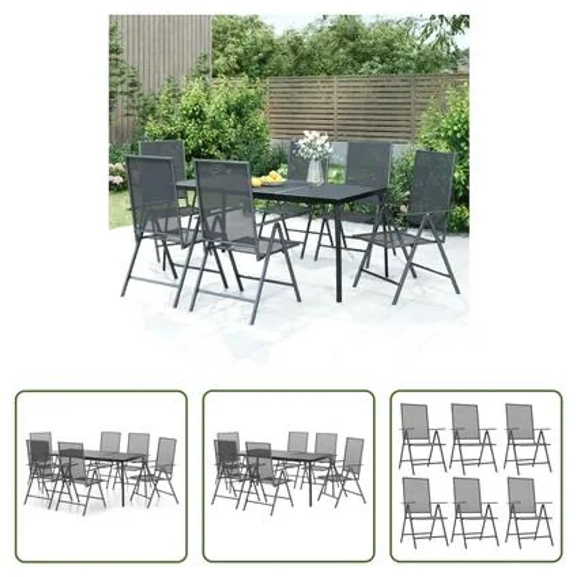 vidaXL - Acier - Ensemble à manger de jardin 7 pcs anthracite acier - 318798